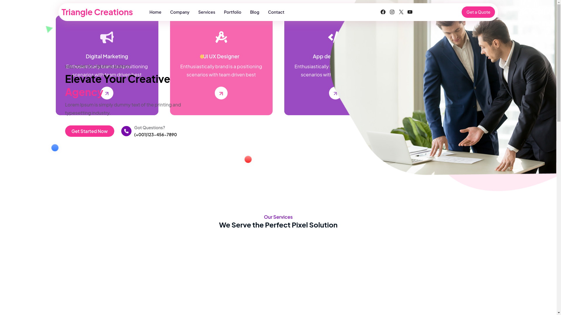website screenshot of https://trianglecreations.net/