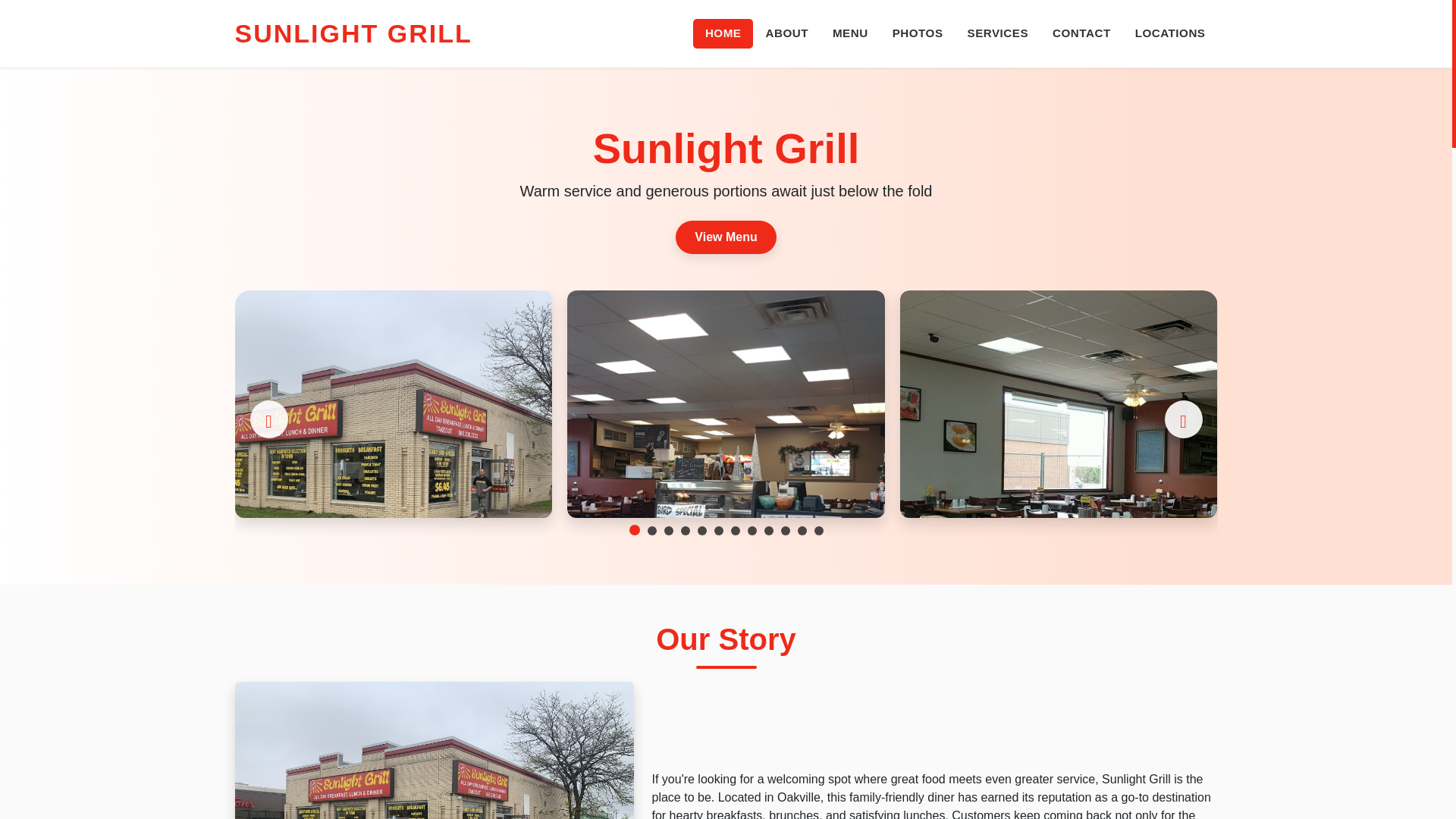 website screenshot of https://sunlight-grill-website.pages.dev/