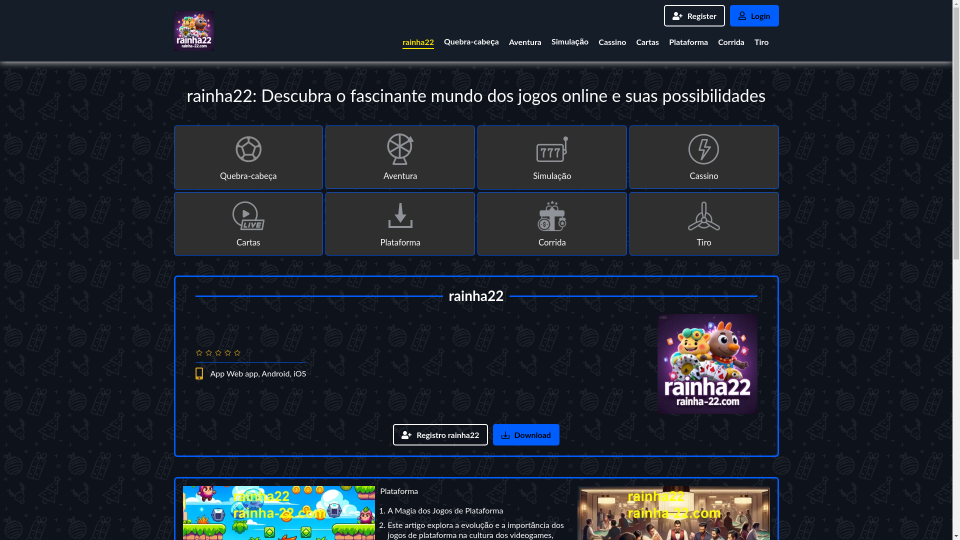 website screenshot of https://rainha-22.com/