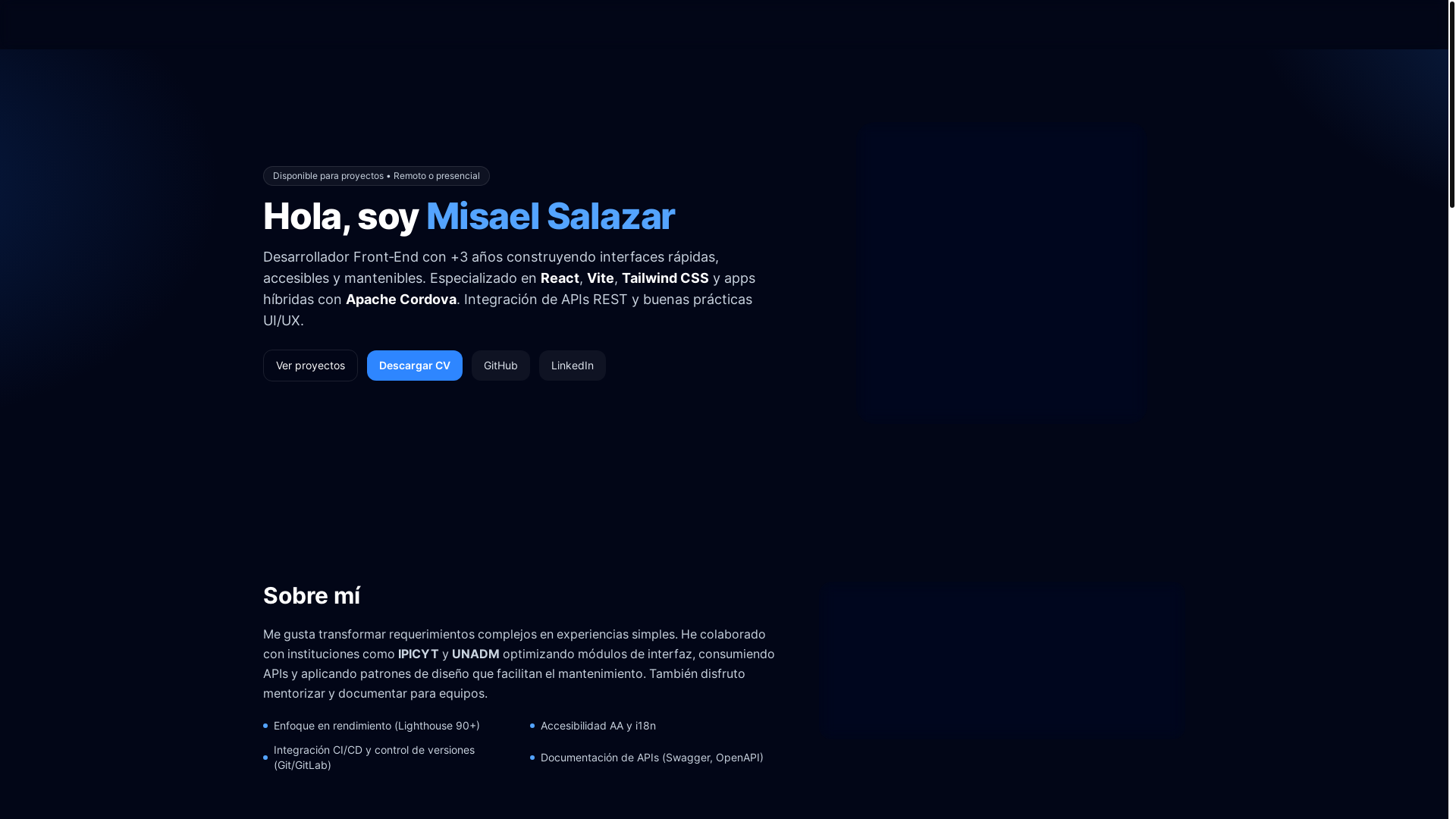 website screenshot of https://misaelsalazar.com/