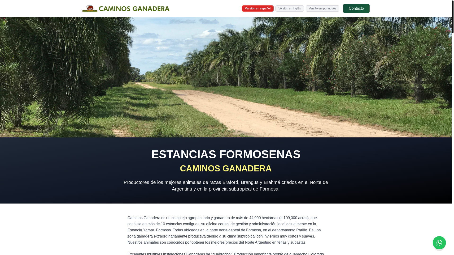 website screenshot of https://estanciasformosenas-argentina.com/
