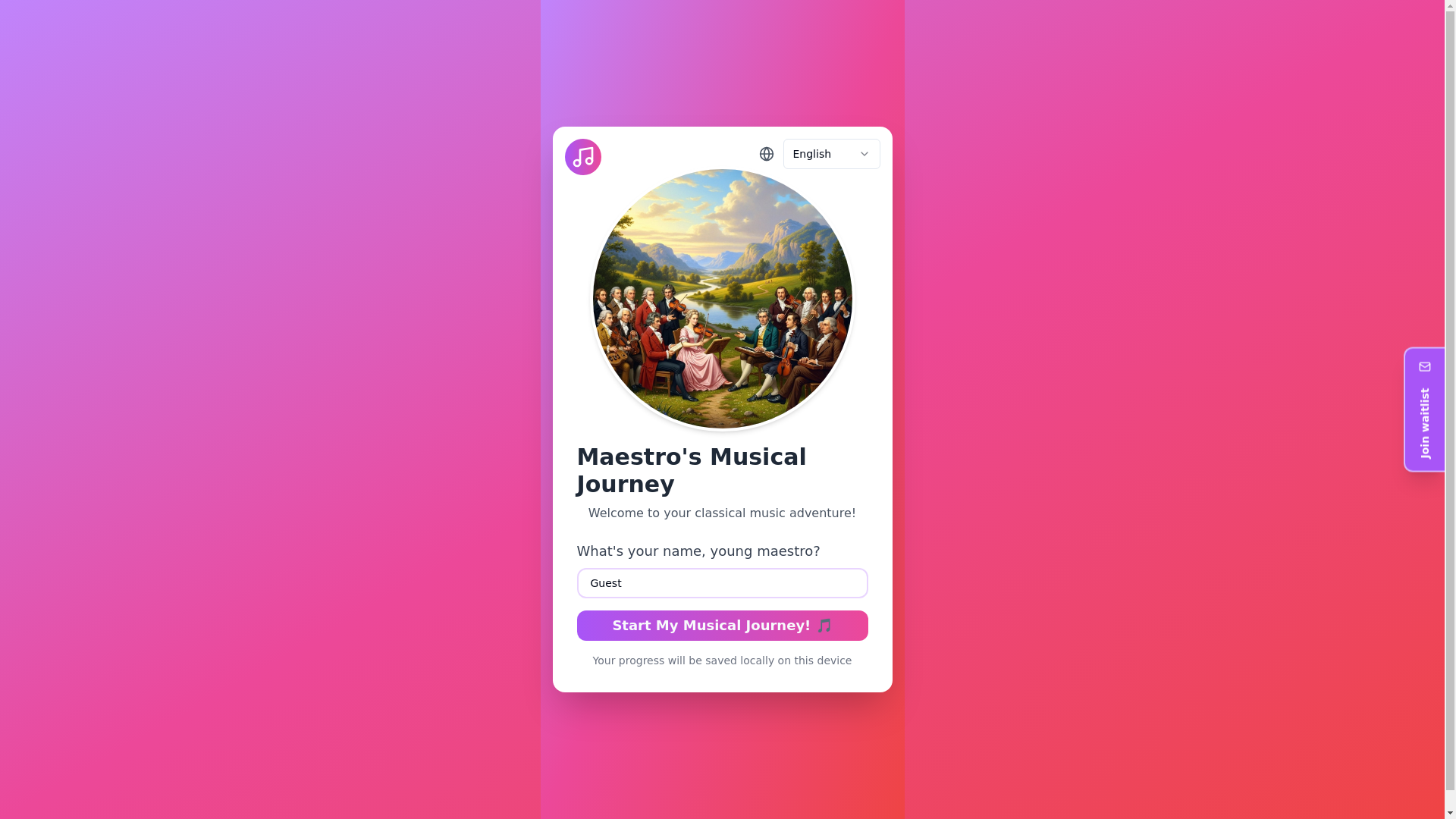 website screenshot of https://maestro-musical-quest.xyz/