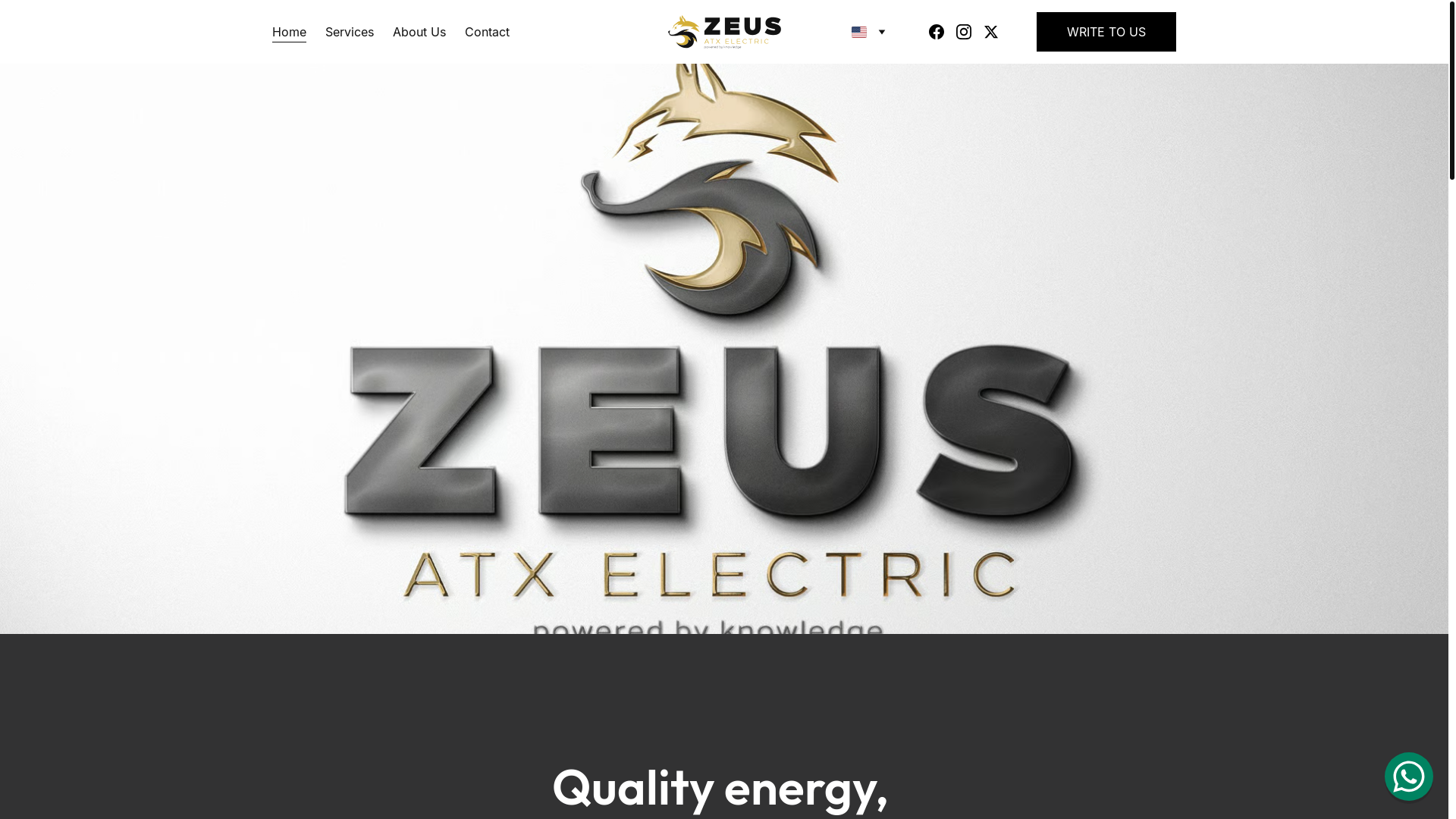 website screenshot of https://zeusatxelectric.com/