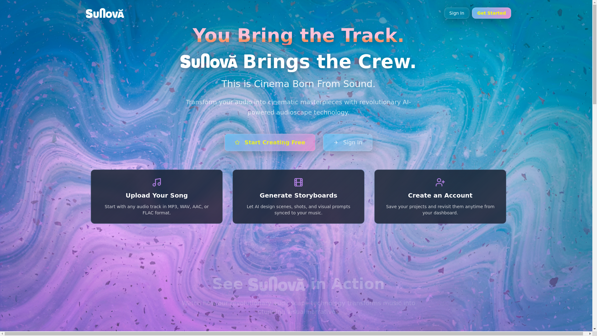 website screenshot of https://sunova.app/