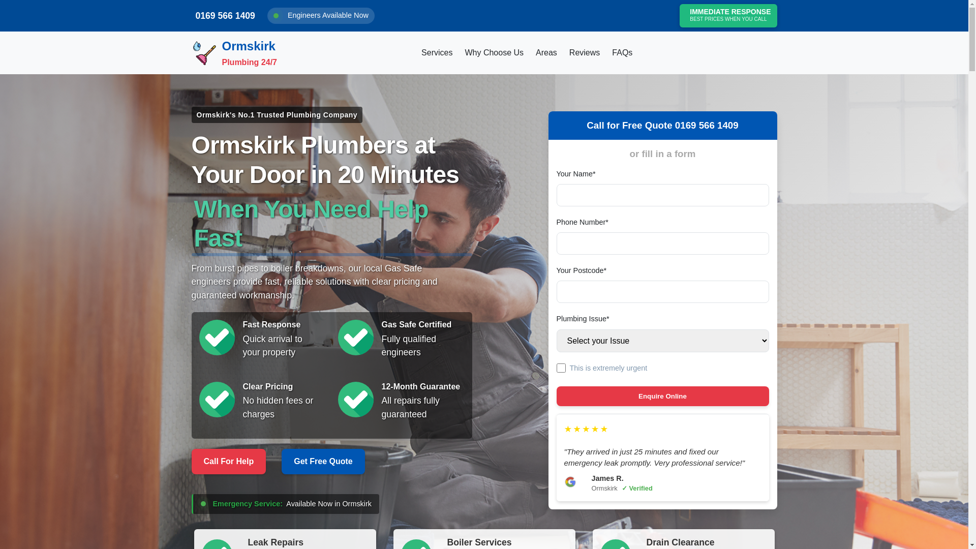 website screenshot of https://ormskirkemergencyplumbers.co.uk/