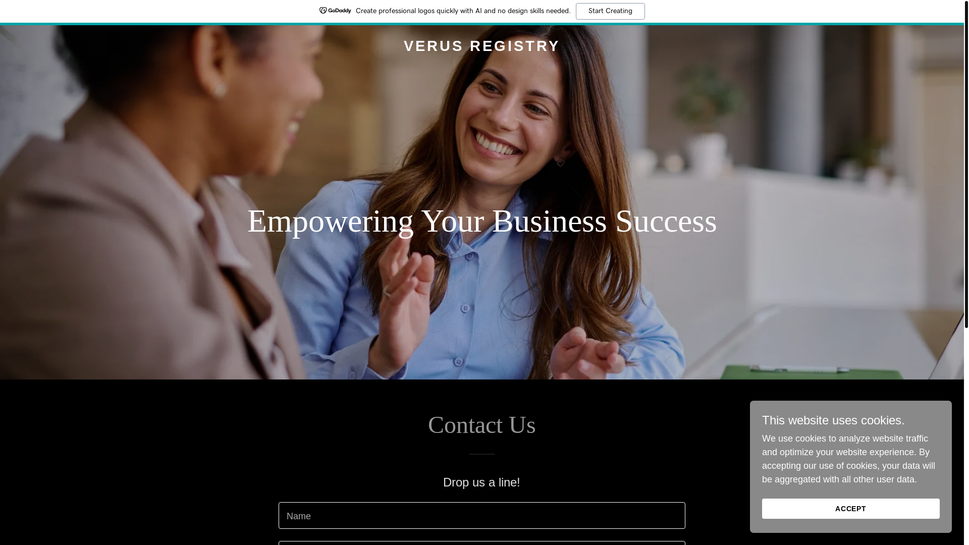 website screenshot of https://verusregistry.com/
