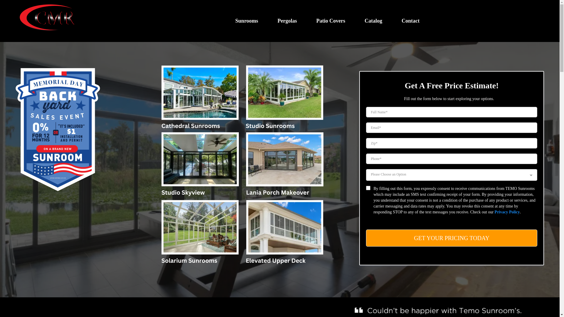 website screenshot of https://temosunroomscincinnati.com/