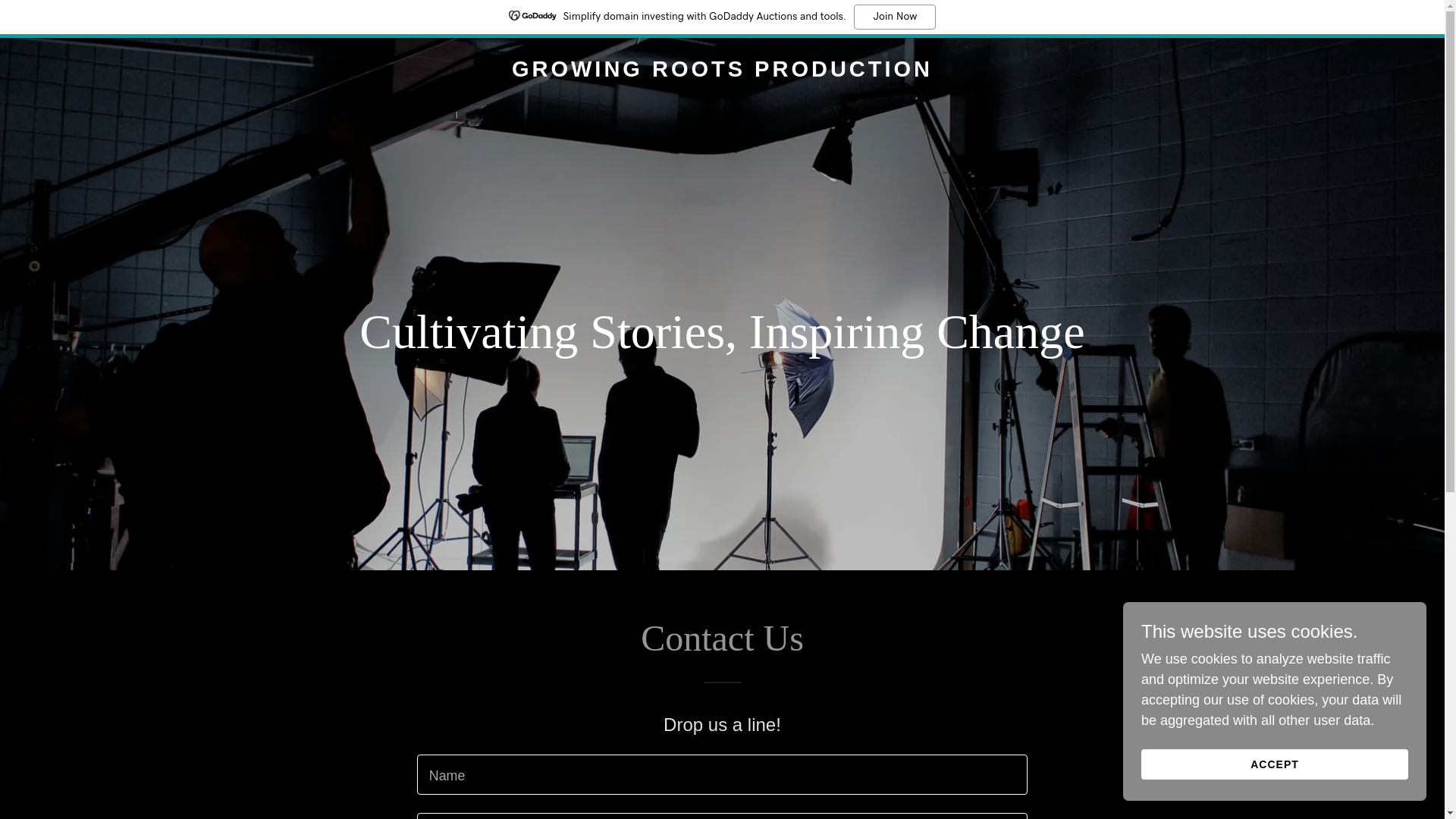 website screenshot of https://growingrootsproduction.com/