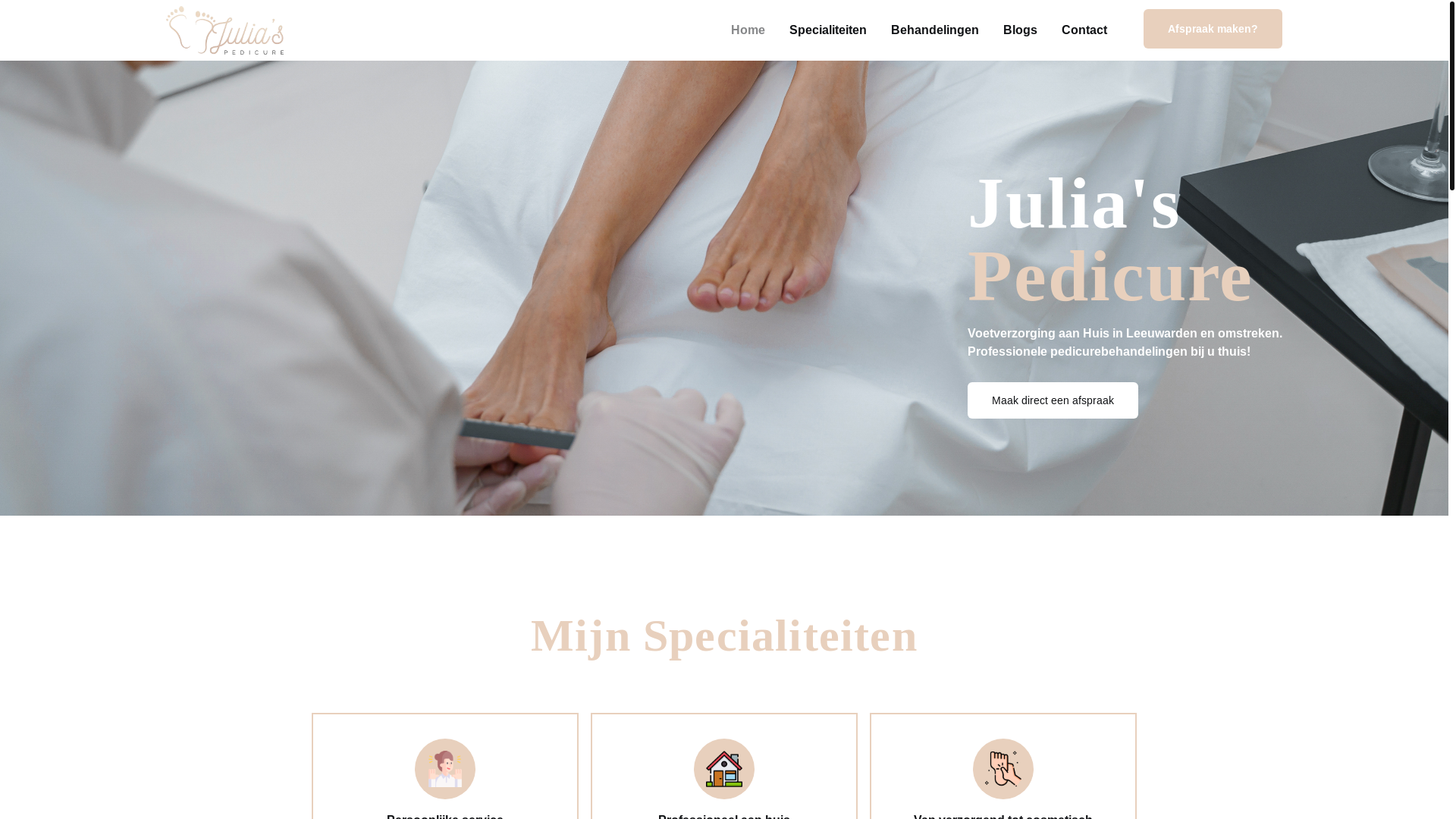 website screenshot of https://juliapedicure.nl/