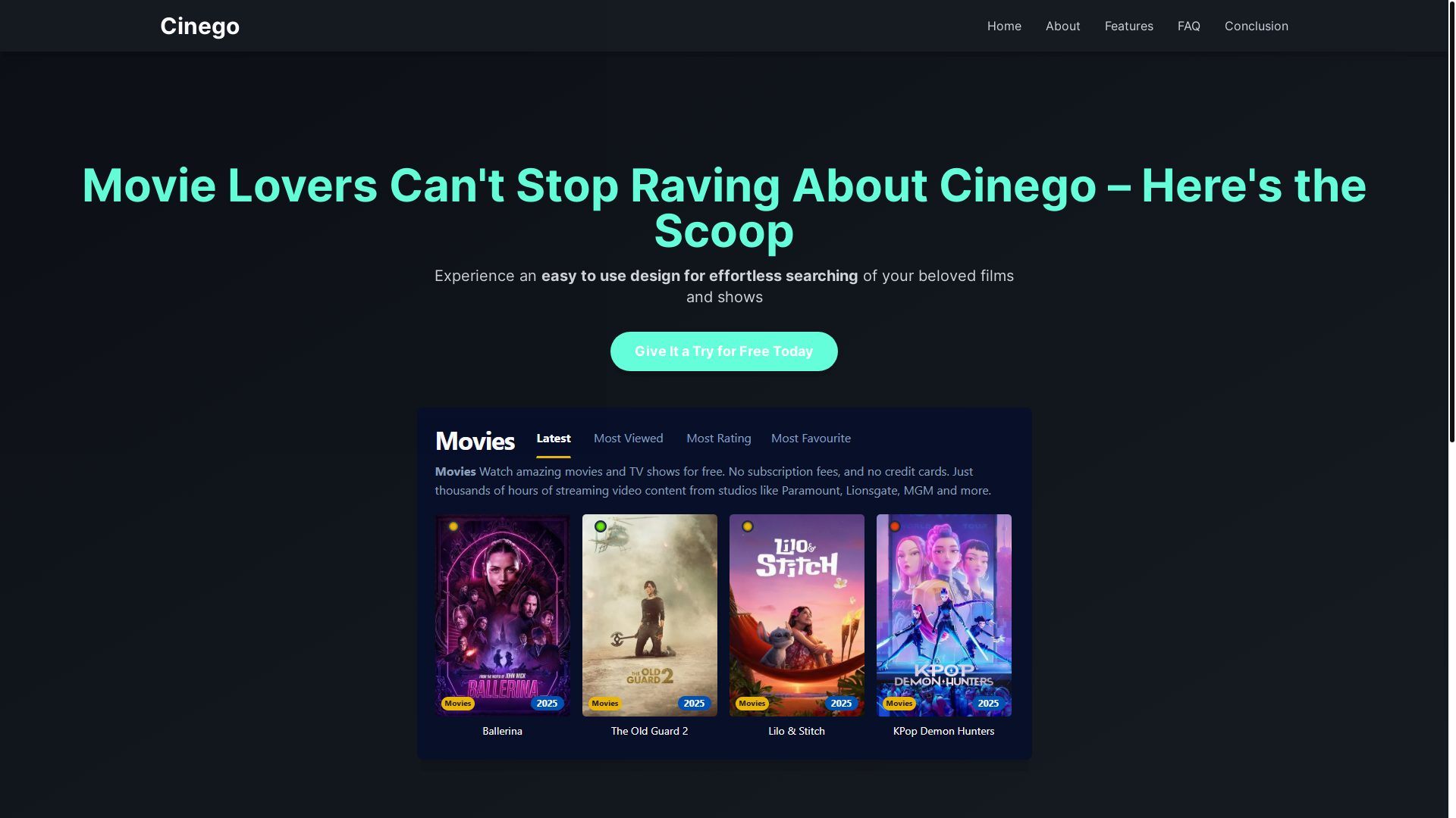 website screenshot of https://cinego-te9g.pages.dev/