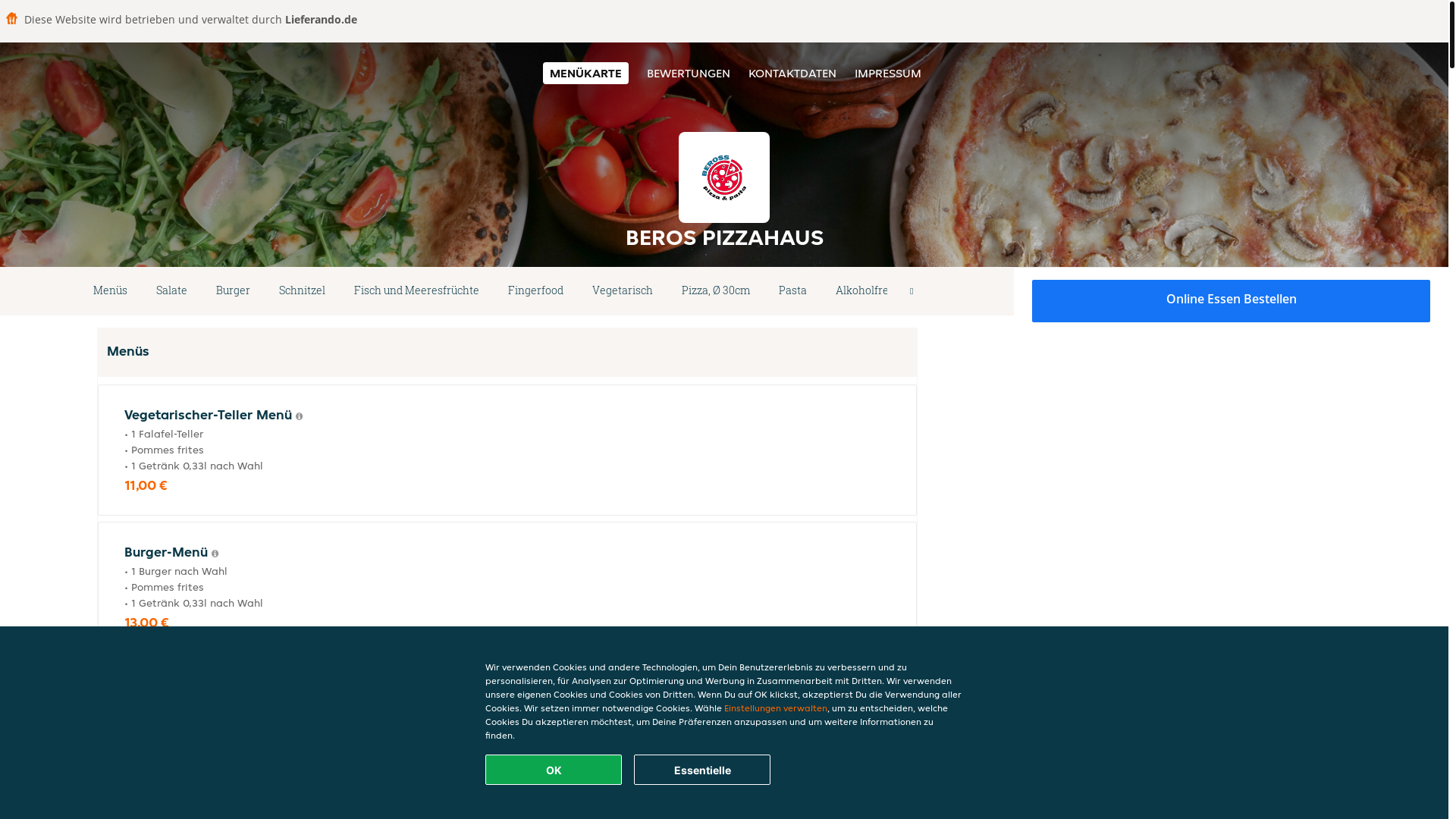 website screenshot of https://berospizzahaus-darmstadt.de/
