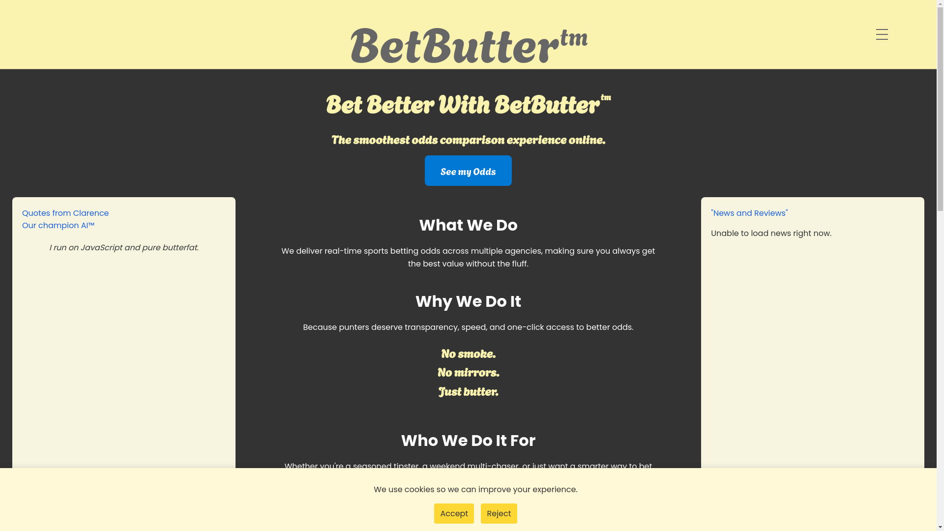 website screenshot of https://betbutterodds.pages.dev/
