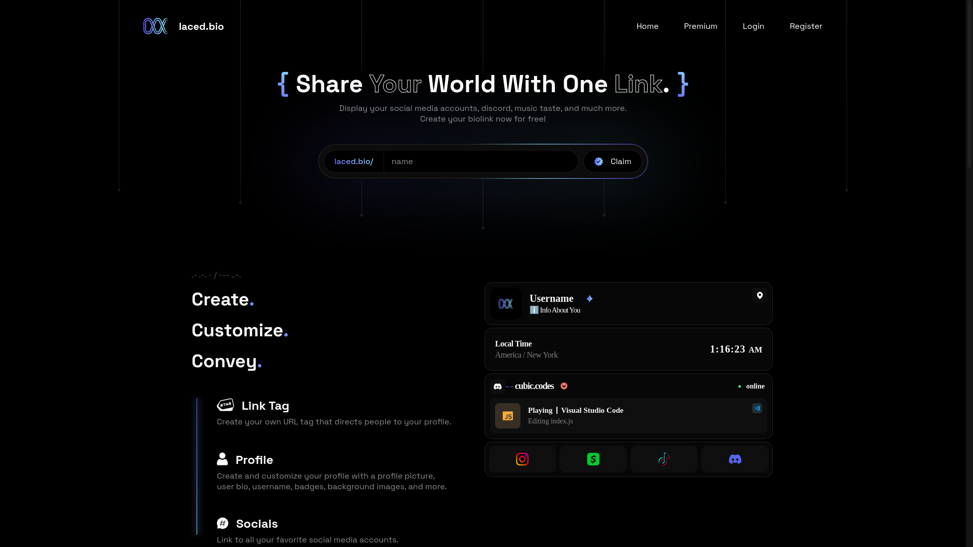 website screenshot of https://laced.bio/