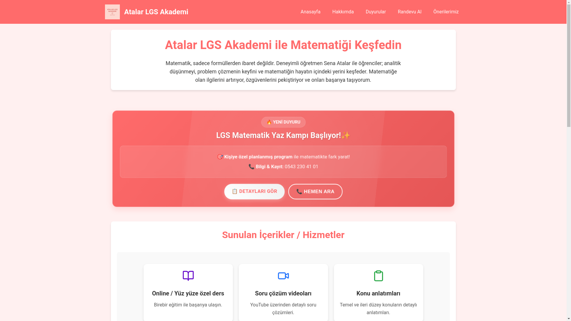 website screenshot of https://atalarakademi.com.tr/