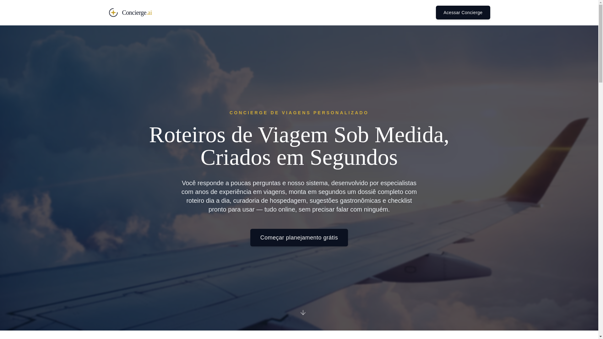 website screenshot of https://conciergedeviagem.com.br/