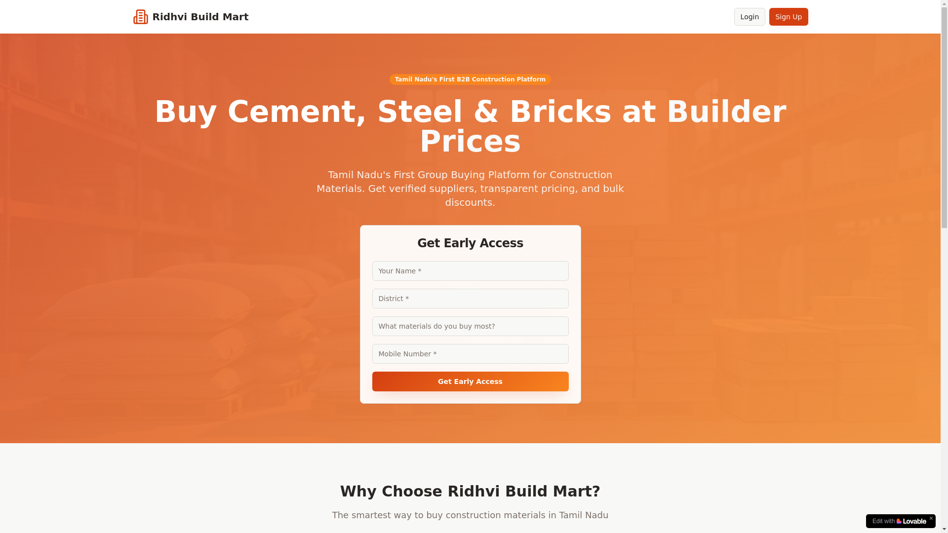 website screenshot of https://ridhvibuildmart.com/