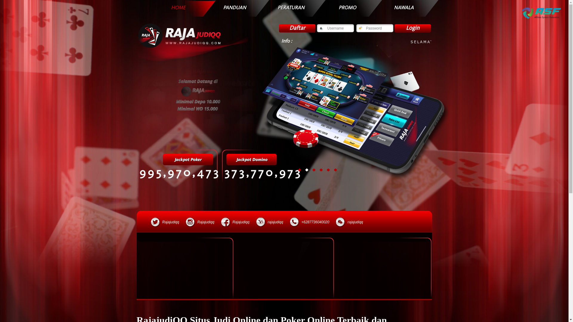 website screenshot of https://rajajudiqq28.xyz/