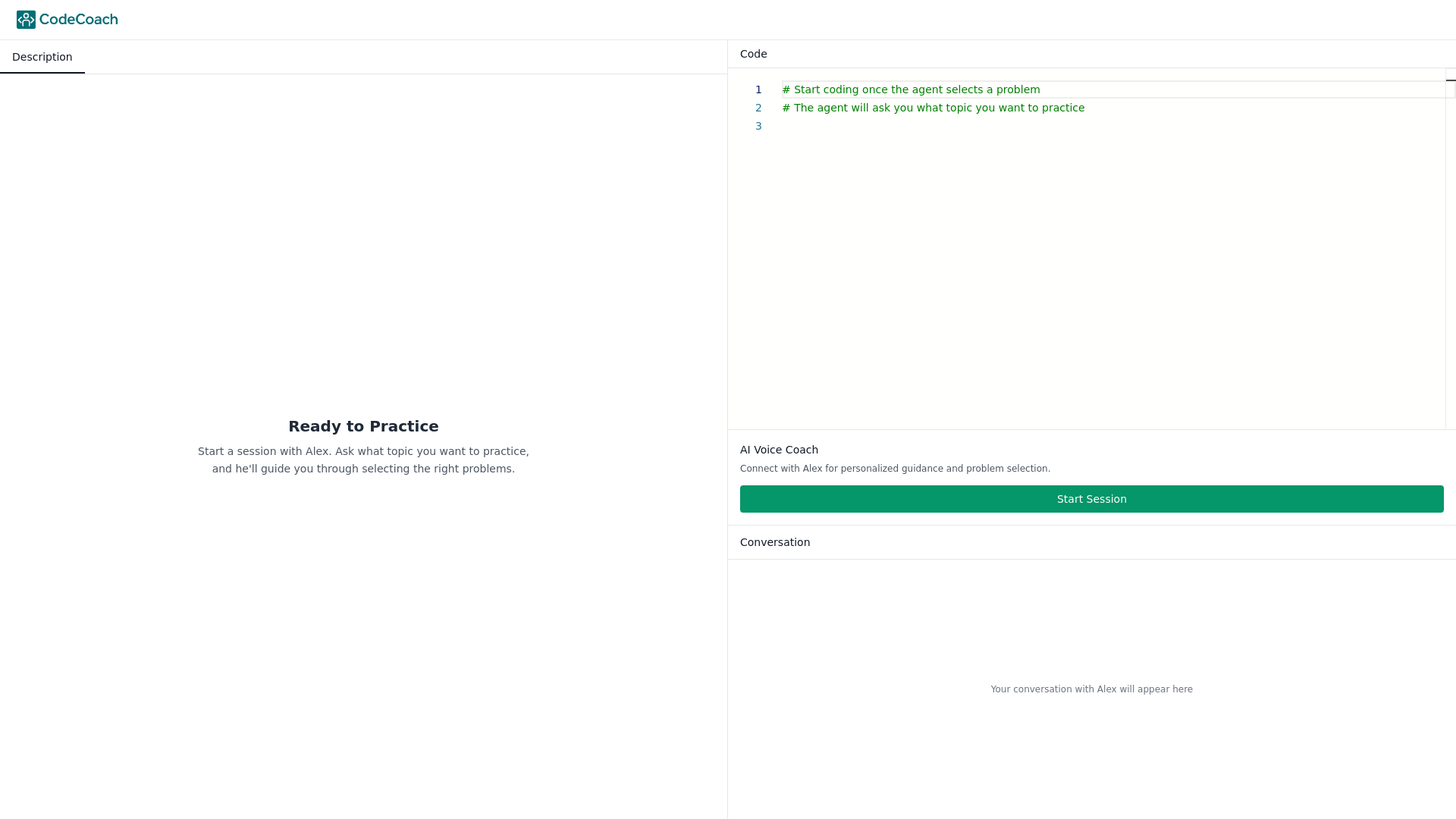 website screenshot of https://codecoach.live/