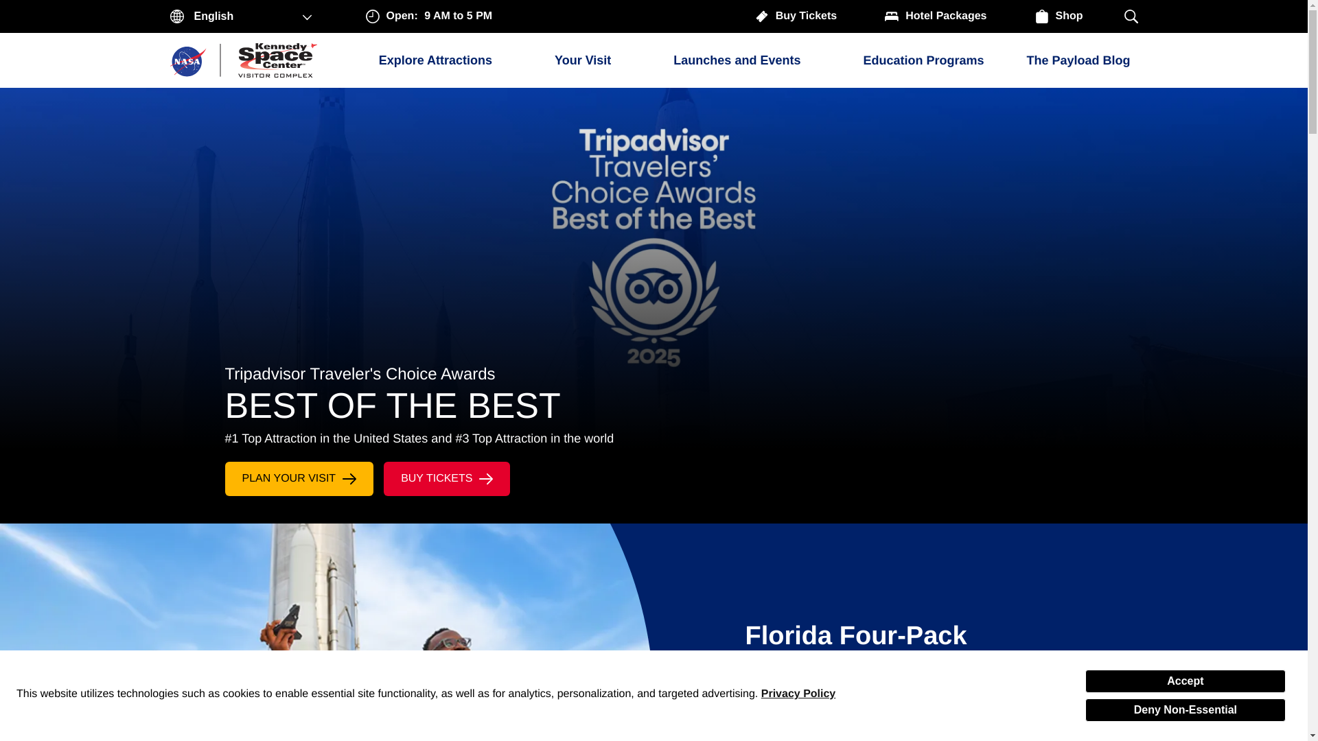 website screenshot of https://kennedyspacecenter.com/