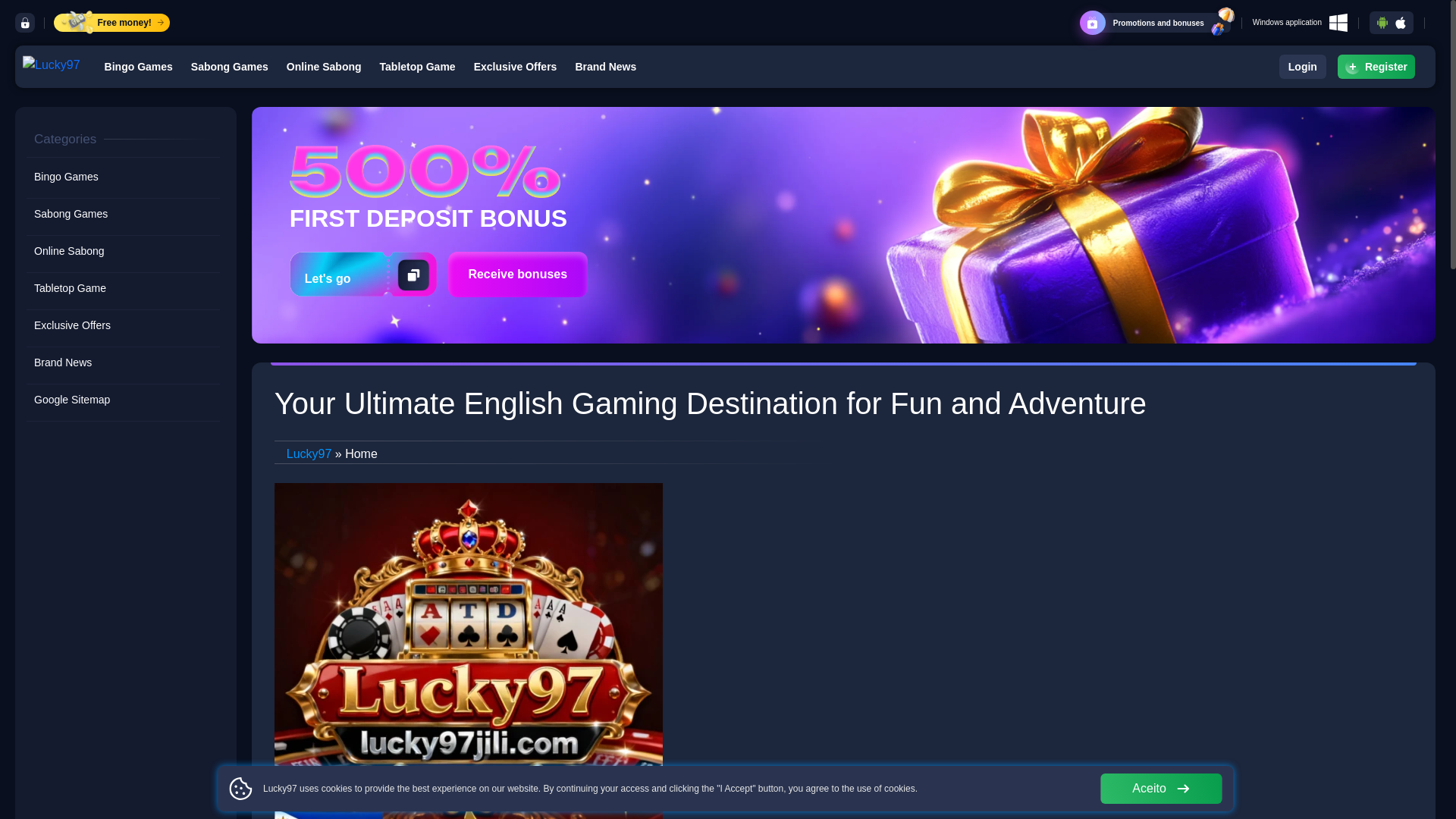 website screenshot of https://lucky97jili.com/