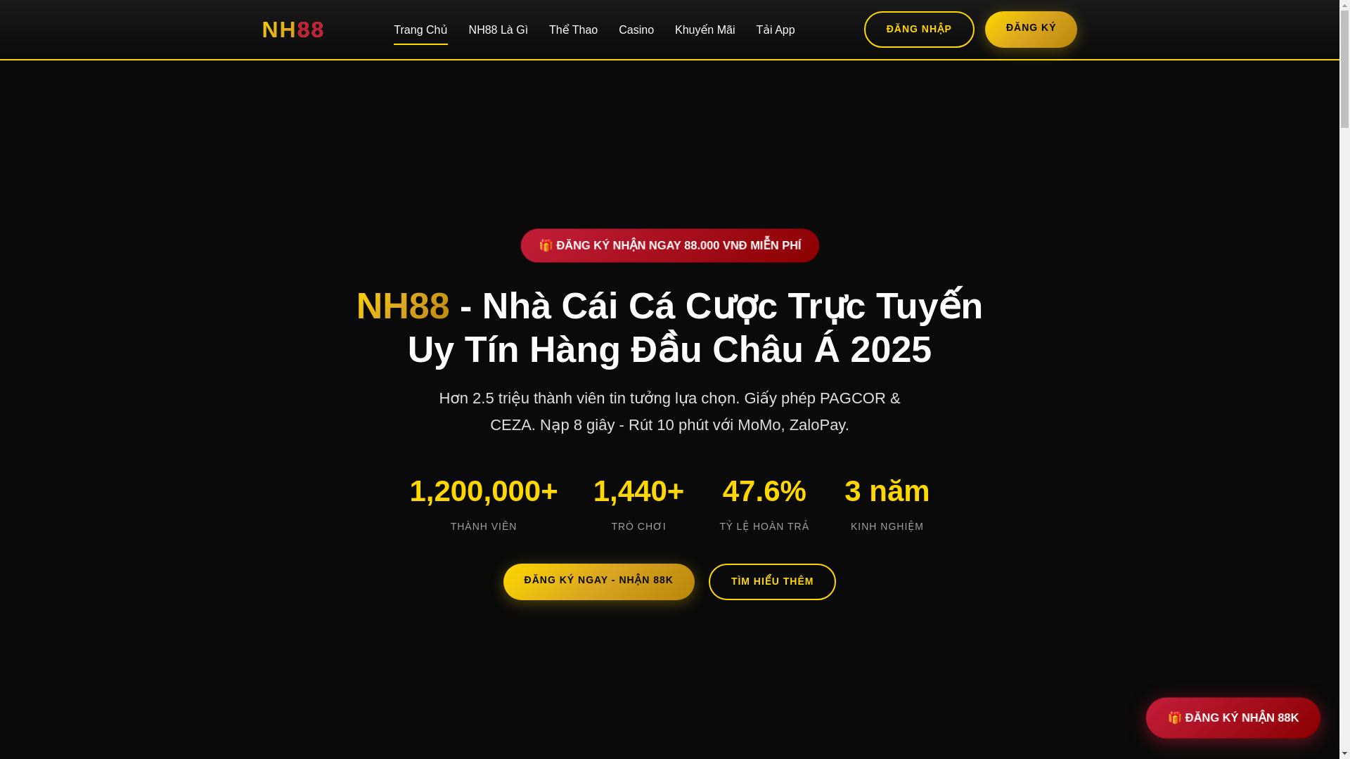website screenshot of https://nh88vietnam.com/