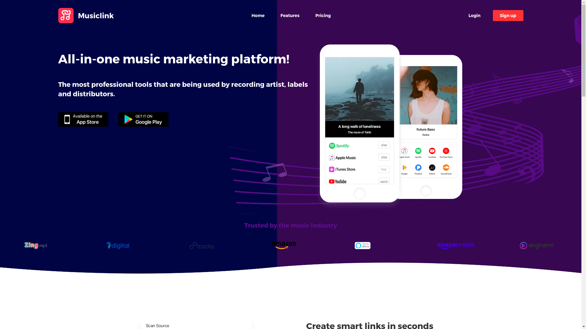 website screenshot of https://musics.to/