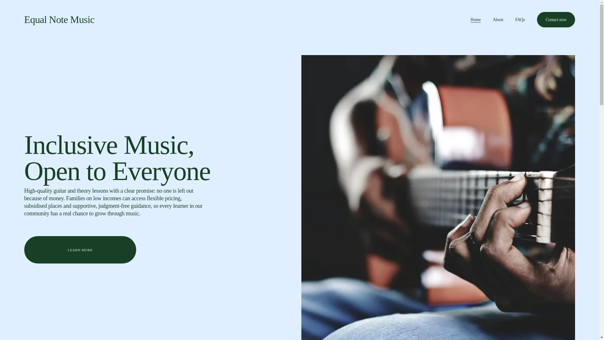 website screenshot of https://equalnotemusic.com/