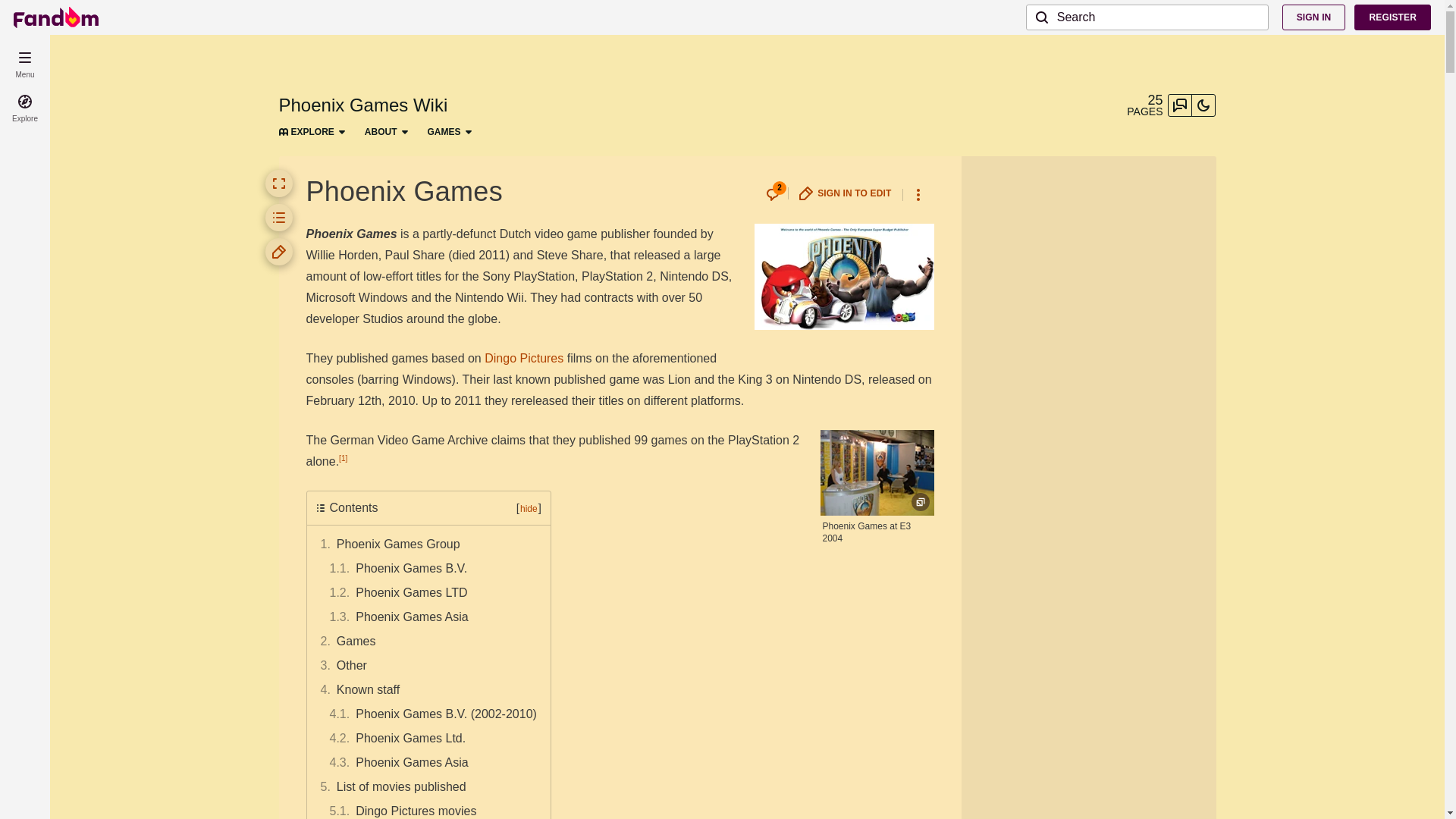 website screenshot of https://phoenixgames.fandom.com/wiki/Phoenix_Games
