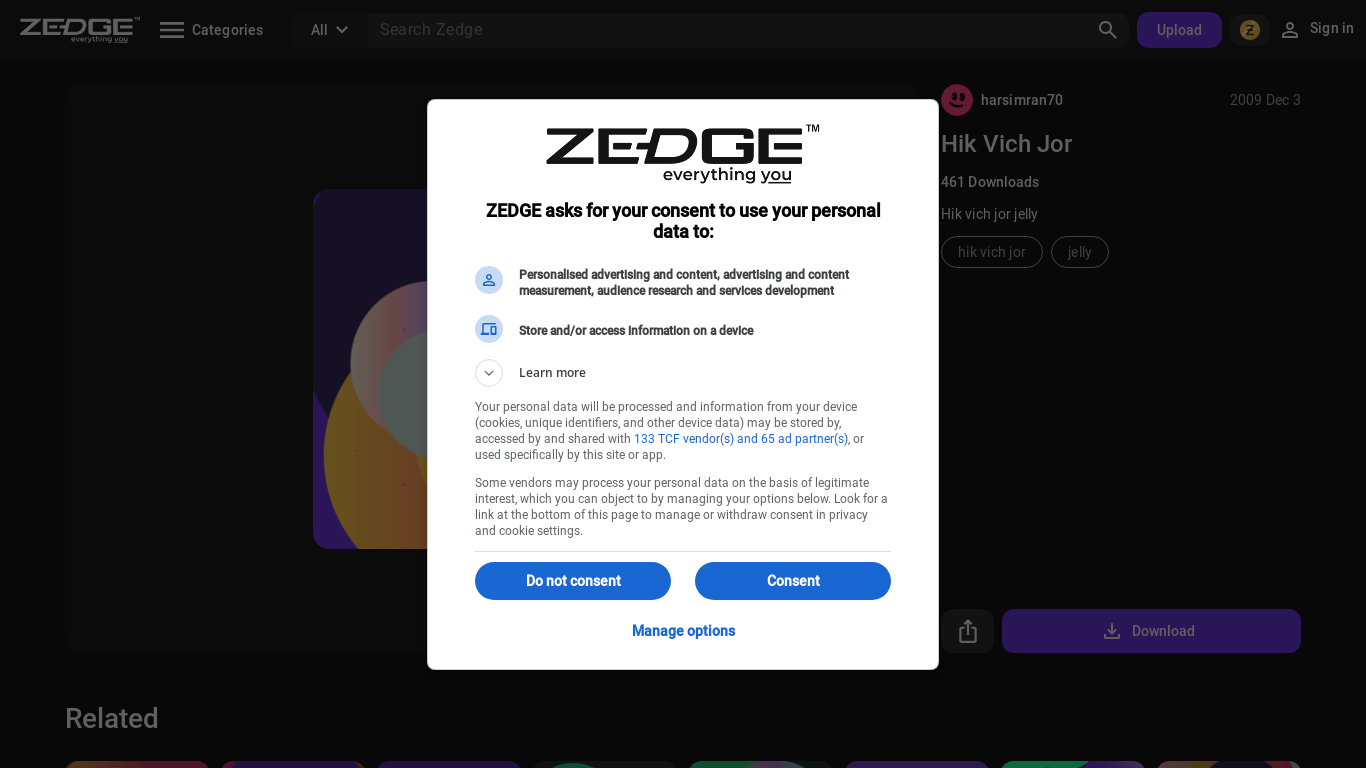 website screenshot of https://www.zedge.net/ringtones/d2667324-95c1-3945-8ffb-0e3268823439