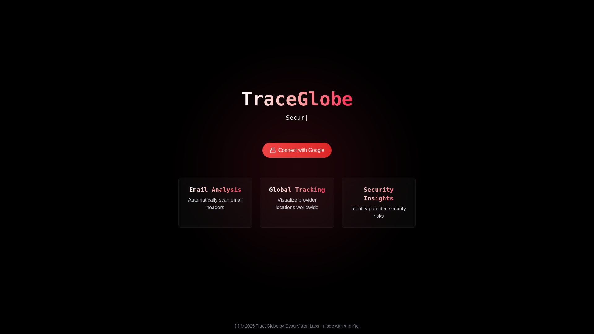 website screenshot of https://traceglobe.dev/
