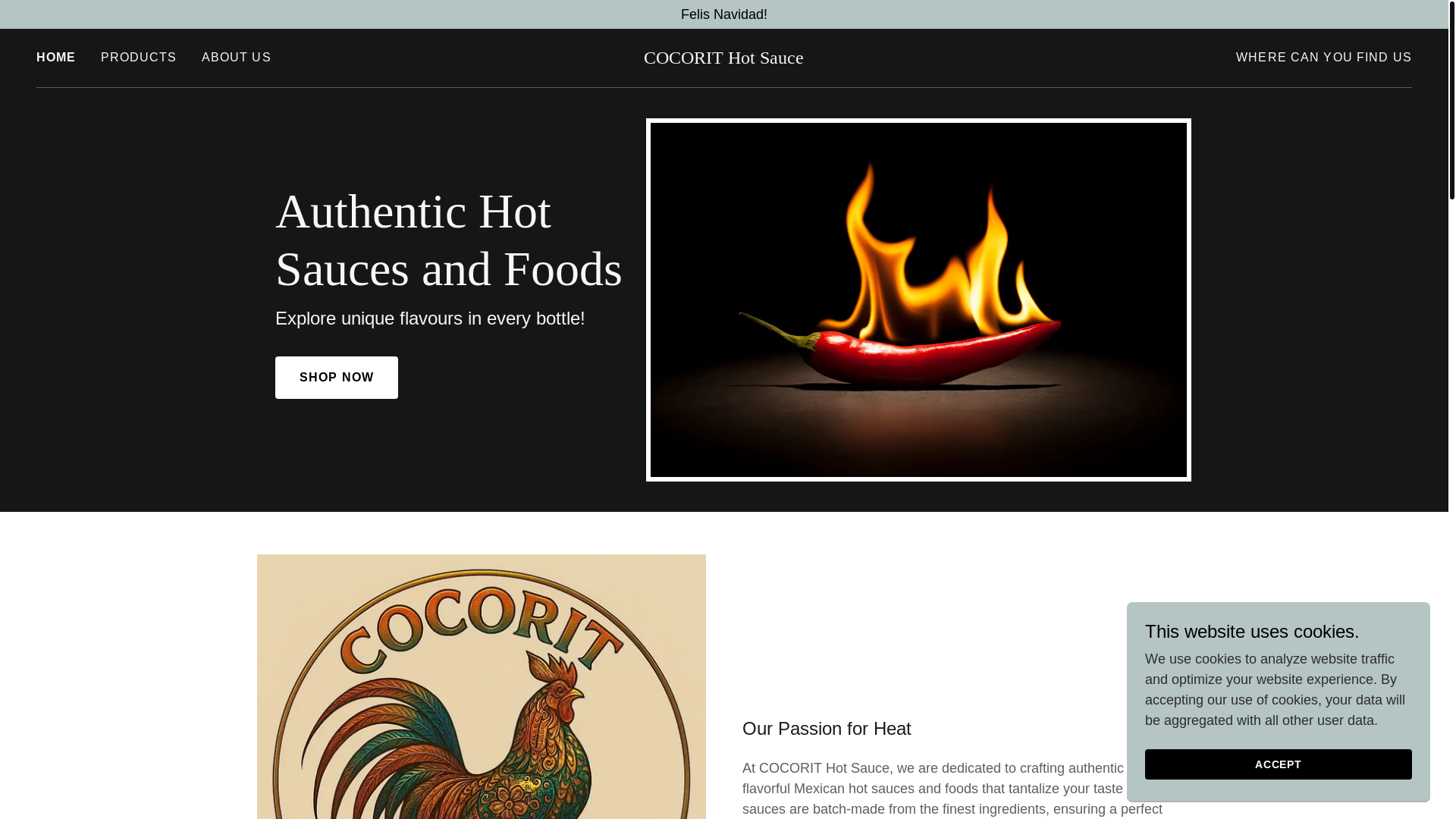 website screenshot of https://cocorithotsauce.ca/