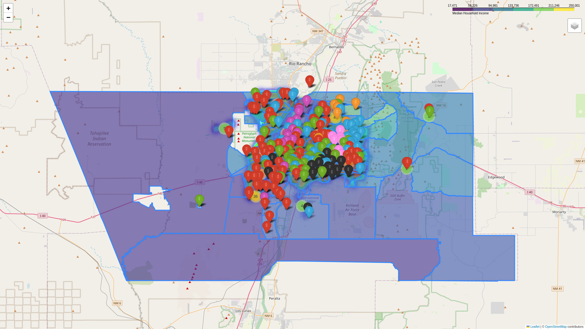 website screenshot of https://beard31.github.io/Deep-Dive-Data-Science-Projects/albuquerque_folium_map%20%281%29.html