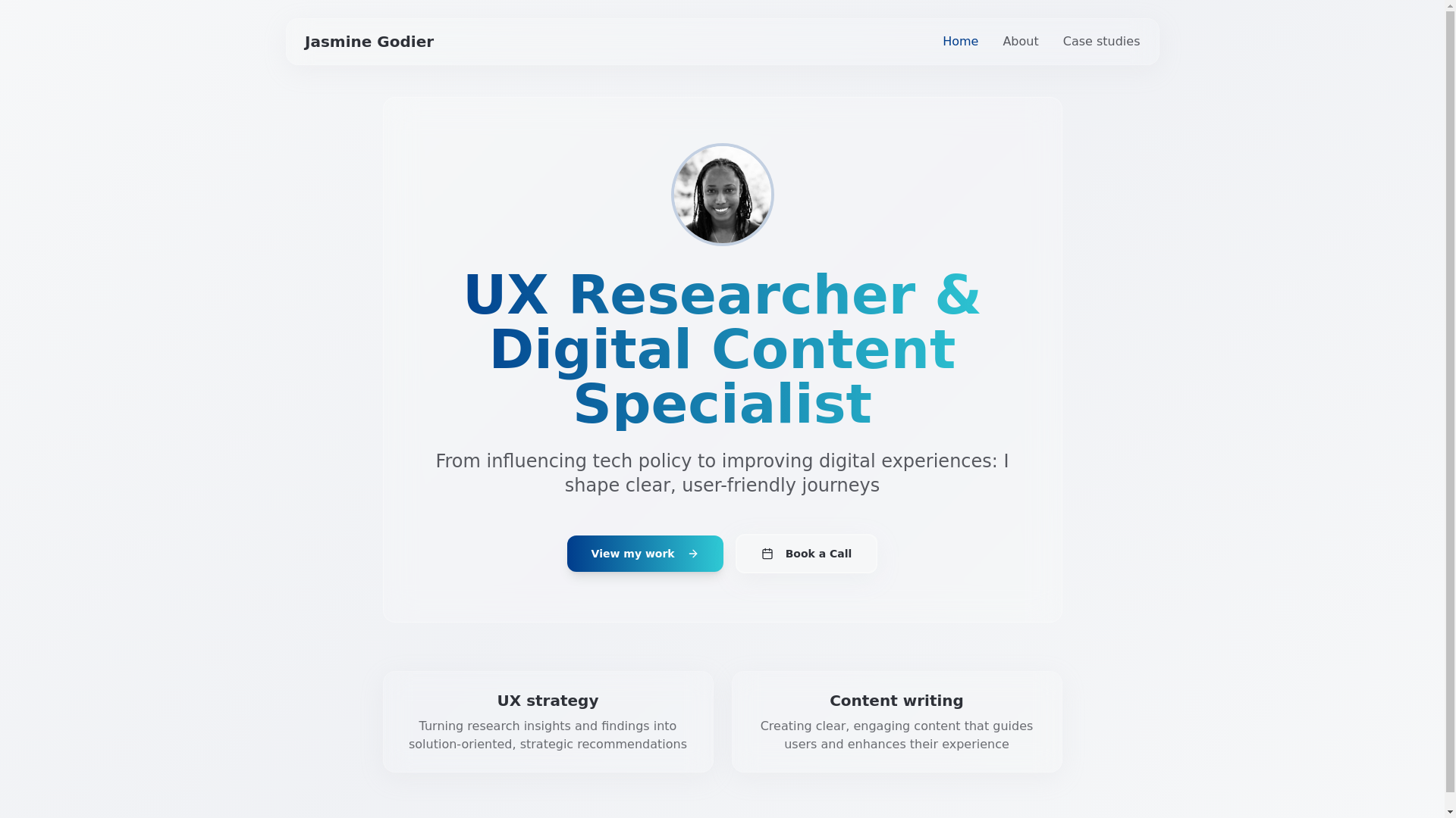 website screenshot of https://jasmine-godier.com/