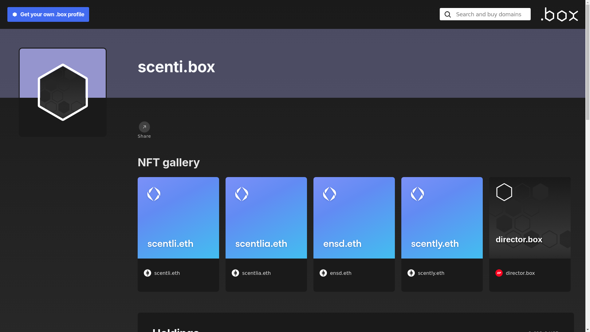website screenshot of https://scenti.box/