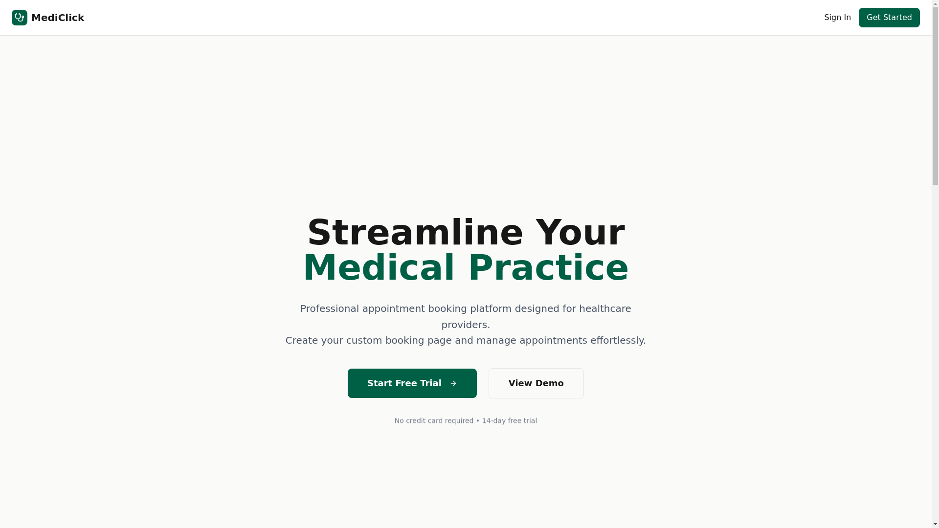 website screenshot of https://mediclick.ai/