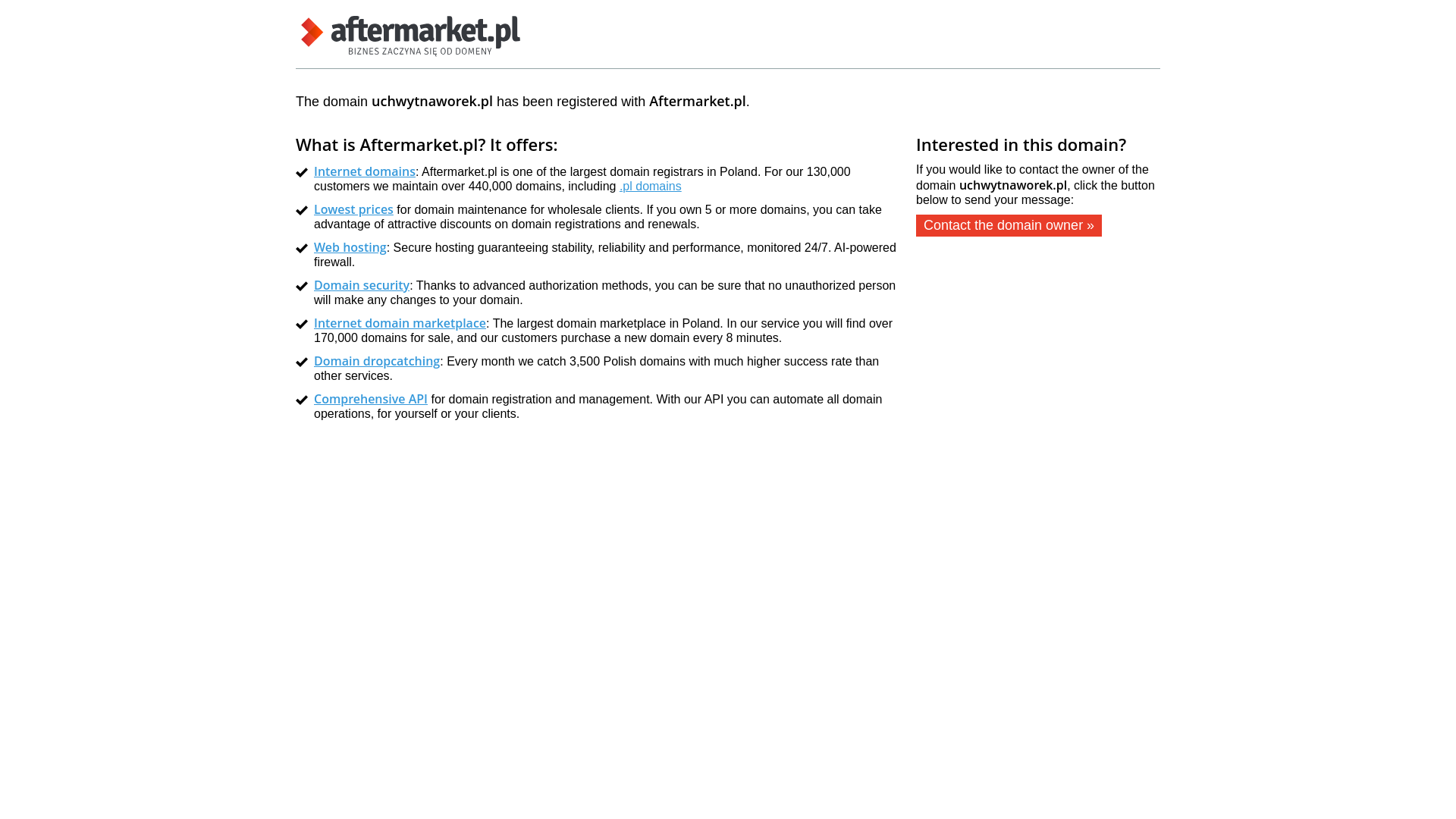 website screenshot of https://uchwytnaworek.pl/