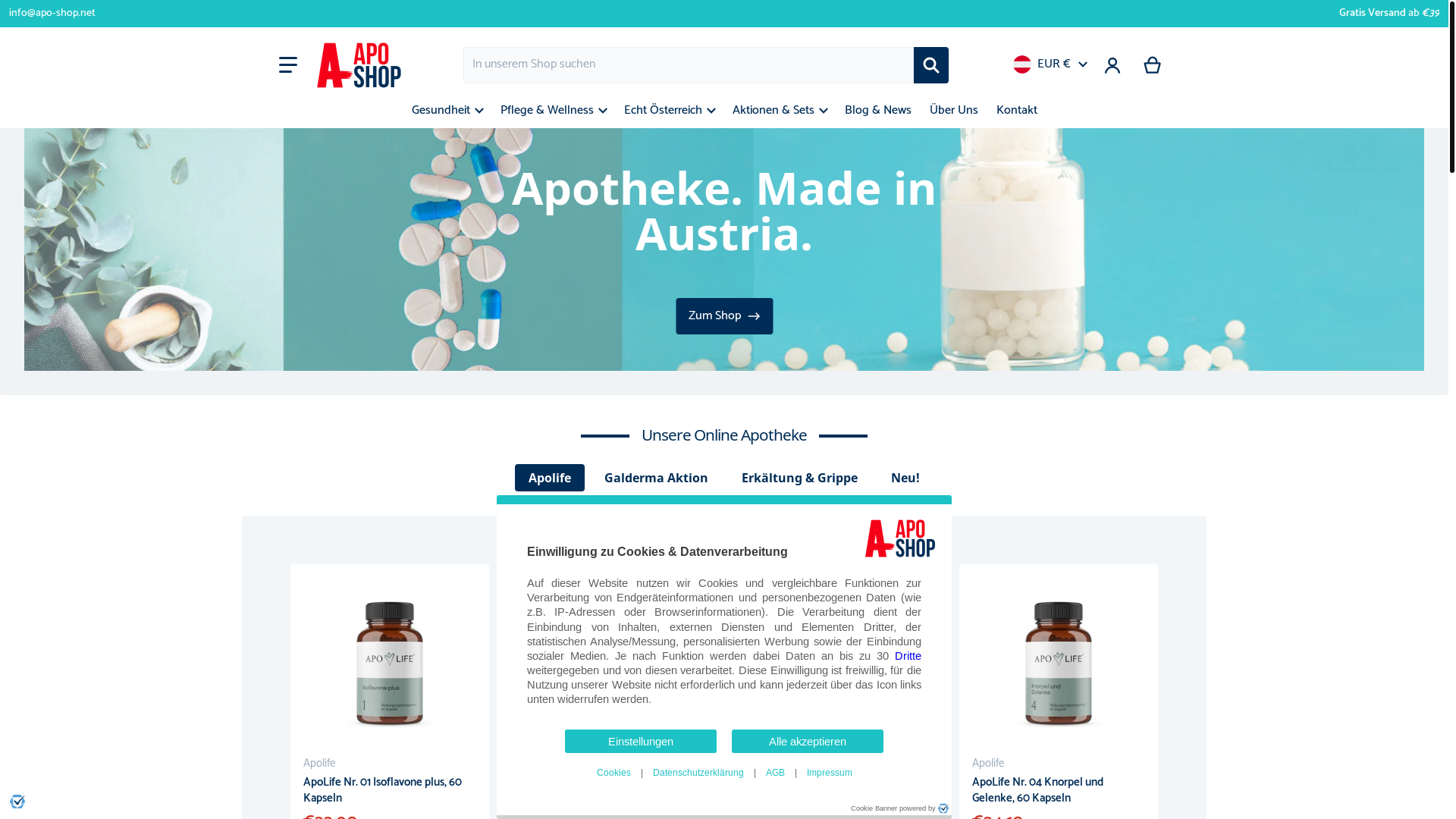 website screenshot of https://apo-shop.net/