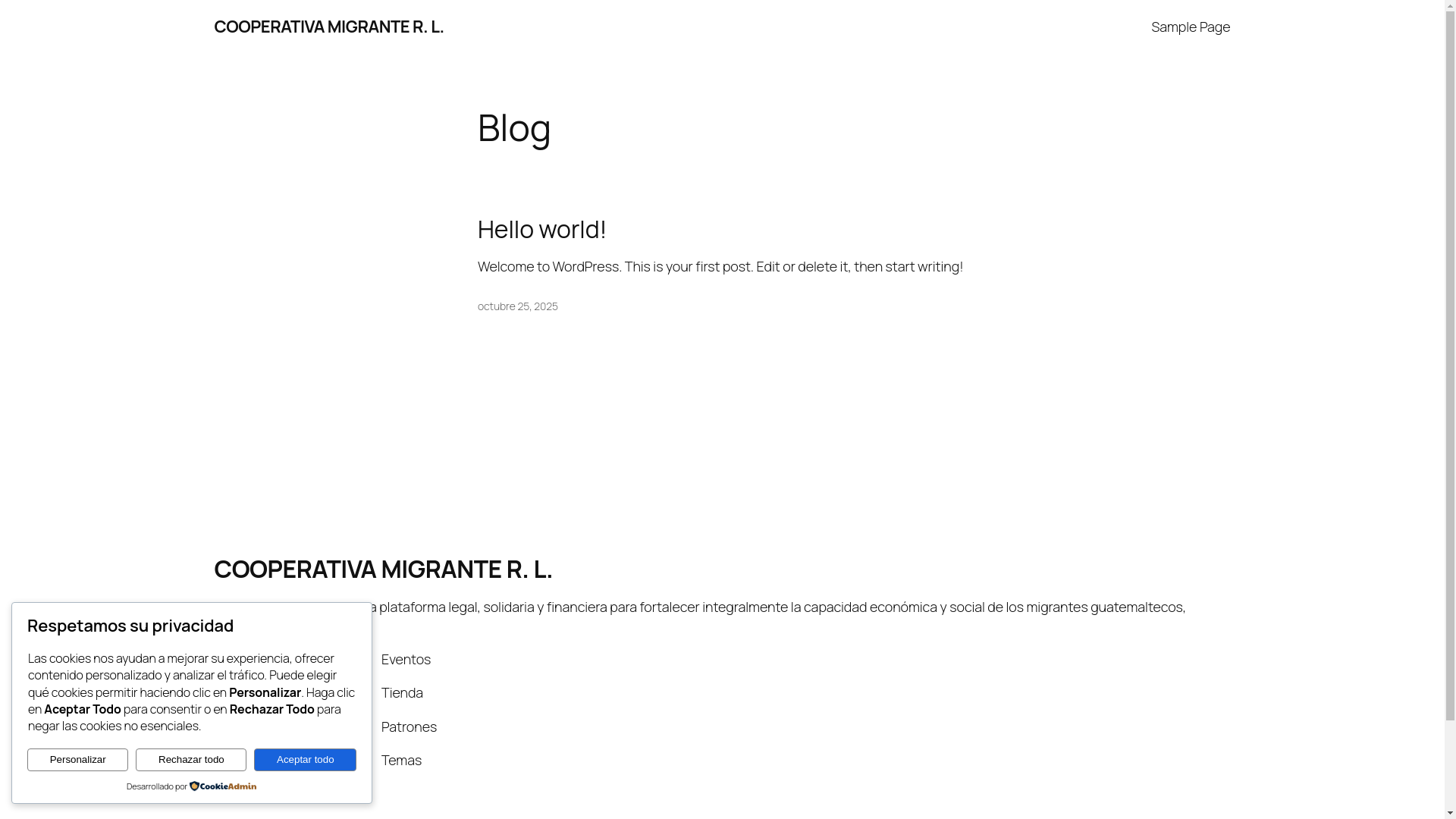 website screenshot of https://cooperativamigrante.com/