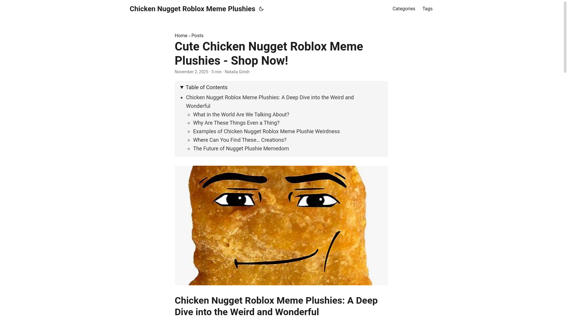 website screenshot of https://chicken-nugget-roblox-meme-plushies.pages.dev/