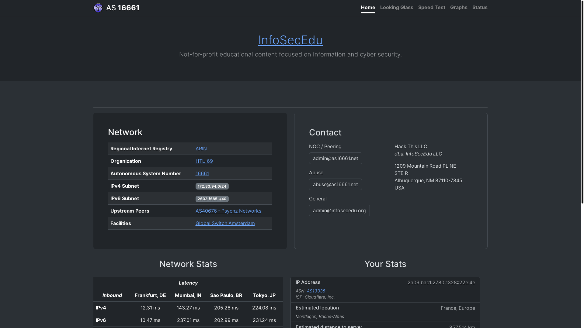 website screenshot of https://as16661.net/