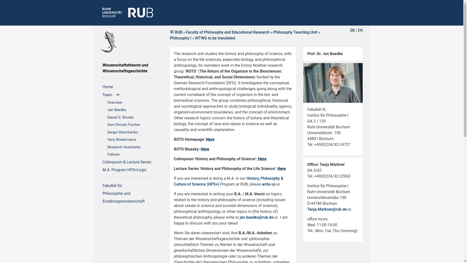 website screenshot of http://www.pe.rub.de/philosophie/i/wtwg