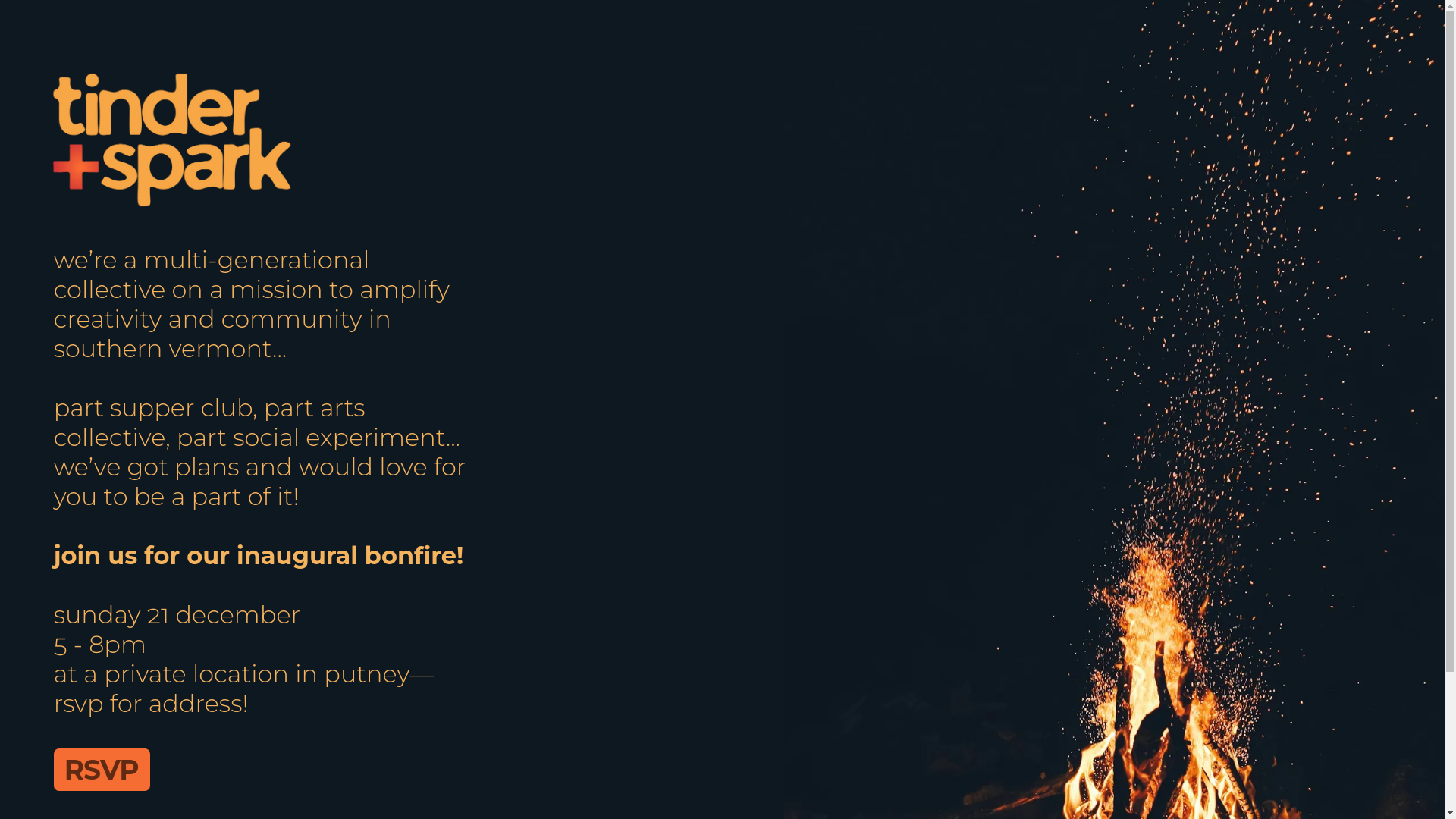 website screenshot of https://tinderandspark.co/