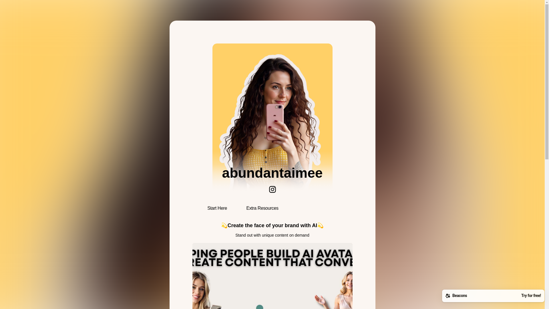website screenshot of https://abundantaimee.com/
