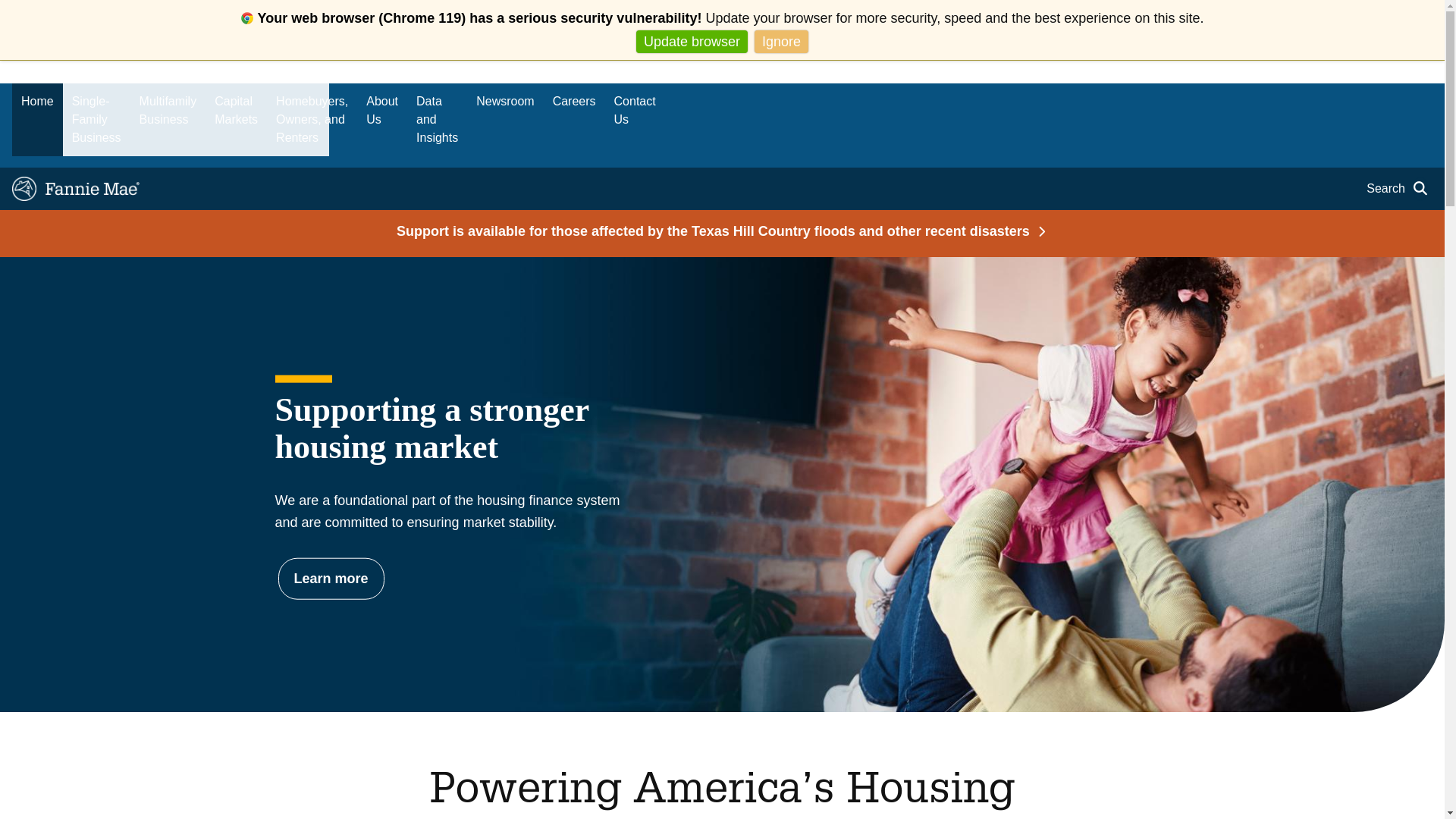 website screenshot of http://www.fanniemae.com/