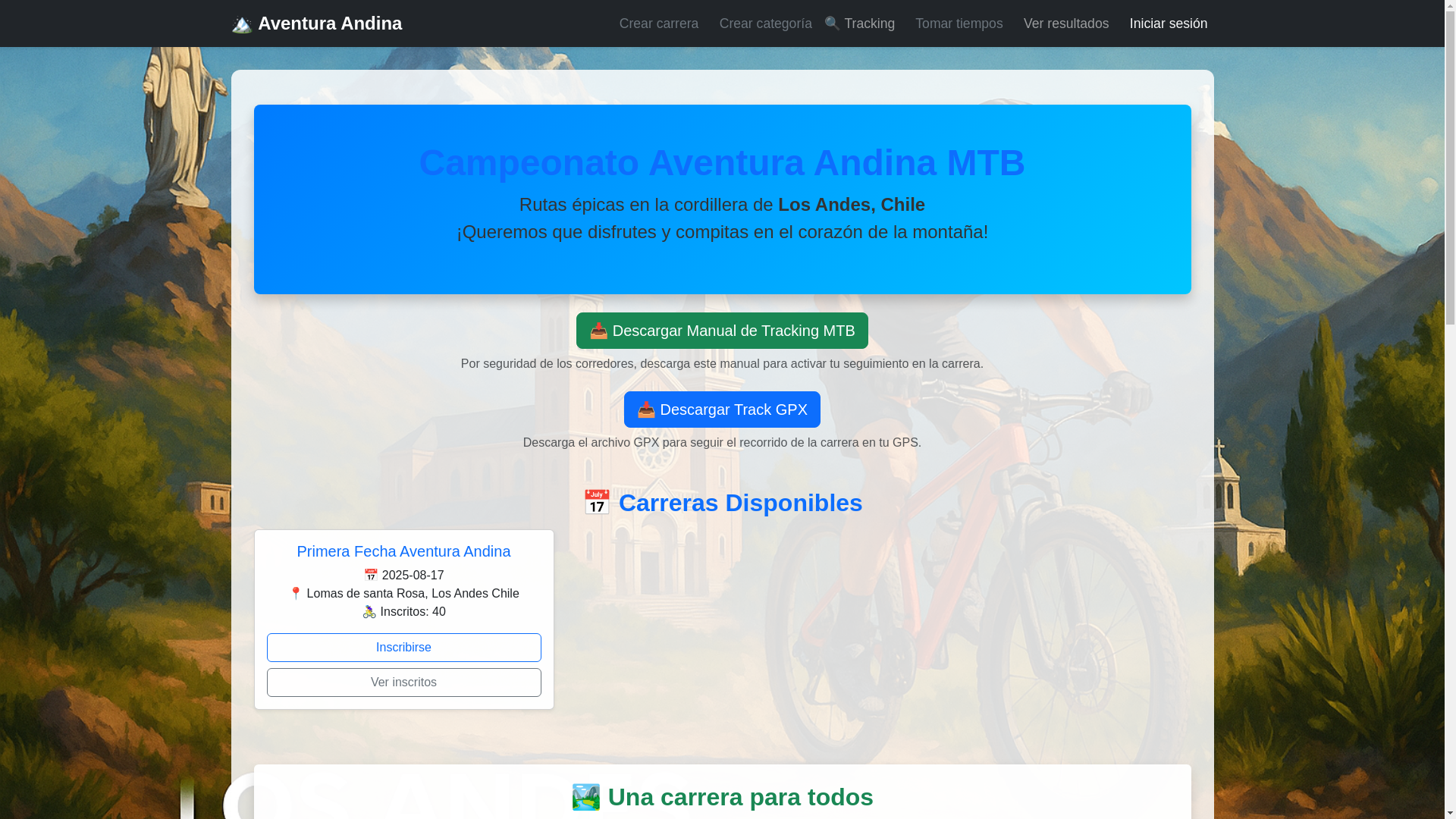 website screenshot of https://aventuramtb.cl/