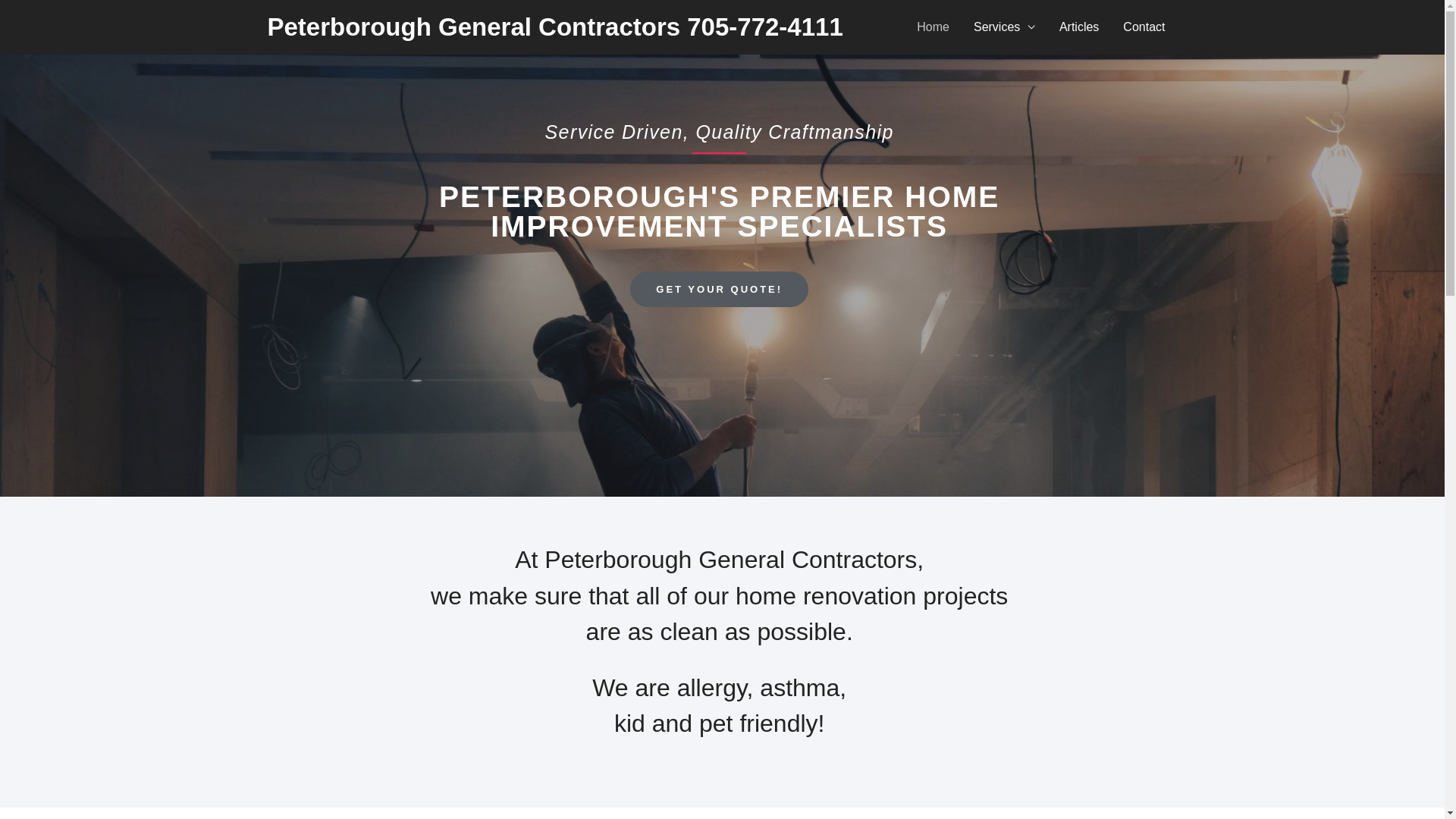 website screenshot of https://peterboroughcontractors.ca/