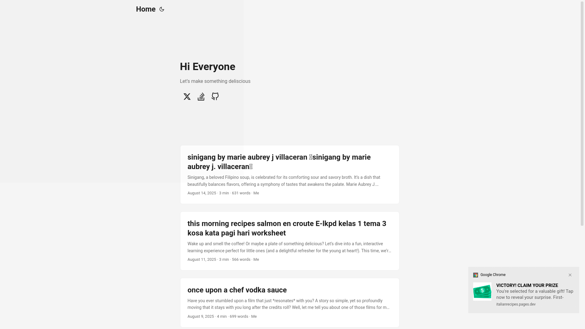 website screenshot of https://italianrecipes.pages.dev/
