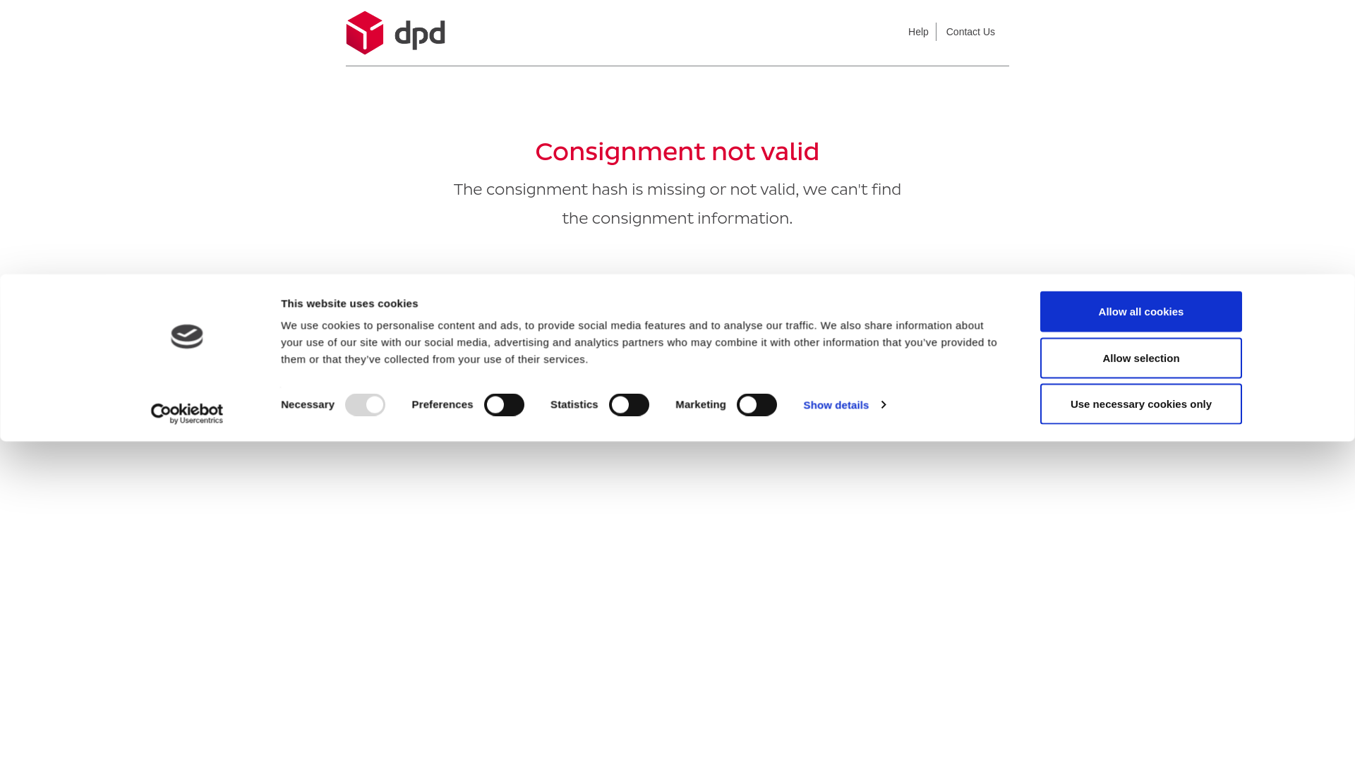 website screenshot of https://customspayments.dpd.ie/
