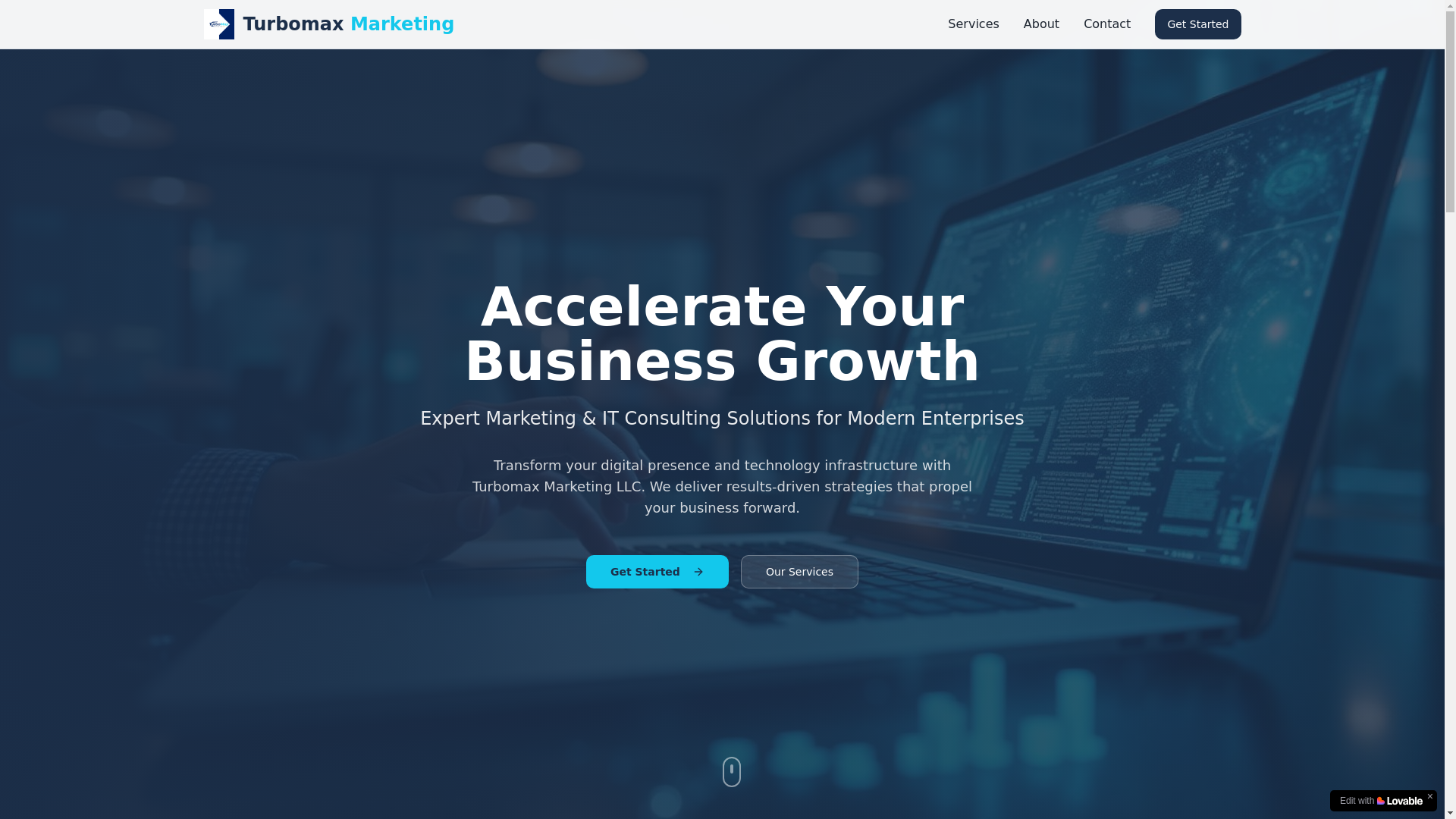 website screenshot of https://turbomaxmarketing.us/