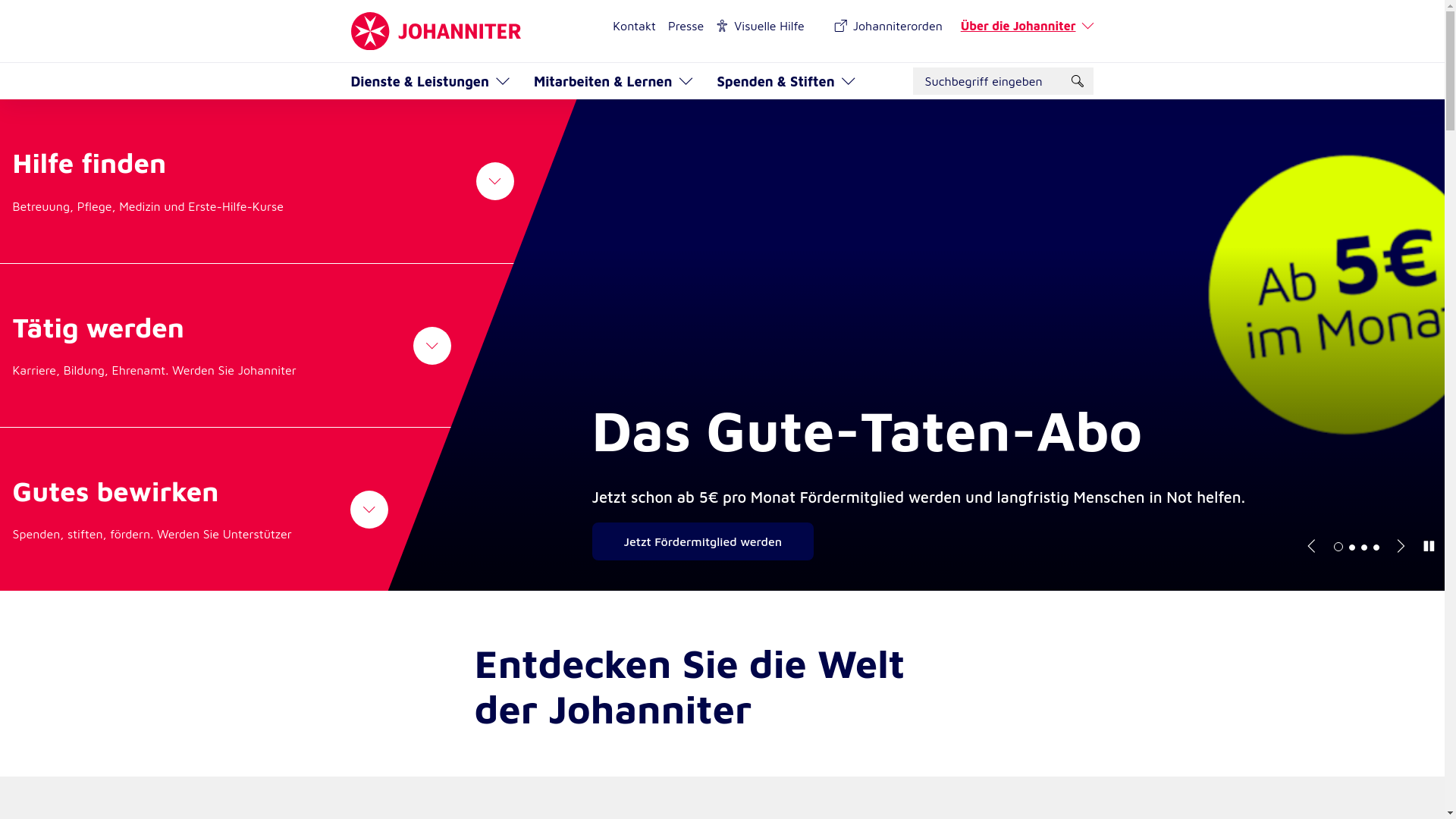 website screenshot of https://www.johanniter.de/